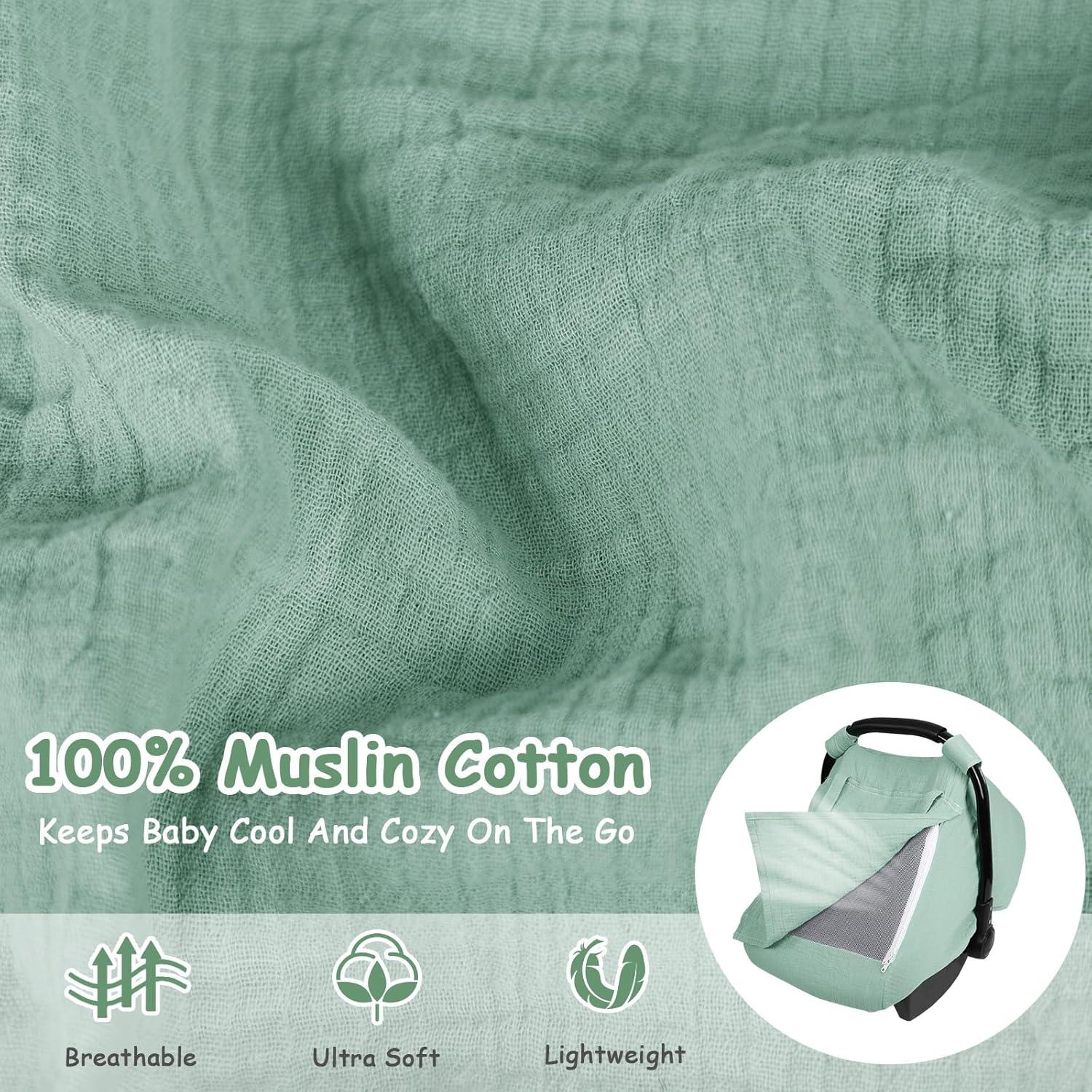 Funda de Asiento de Coche para Bebé HNHUAMING Verde Algodón