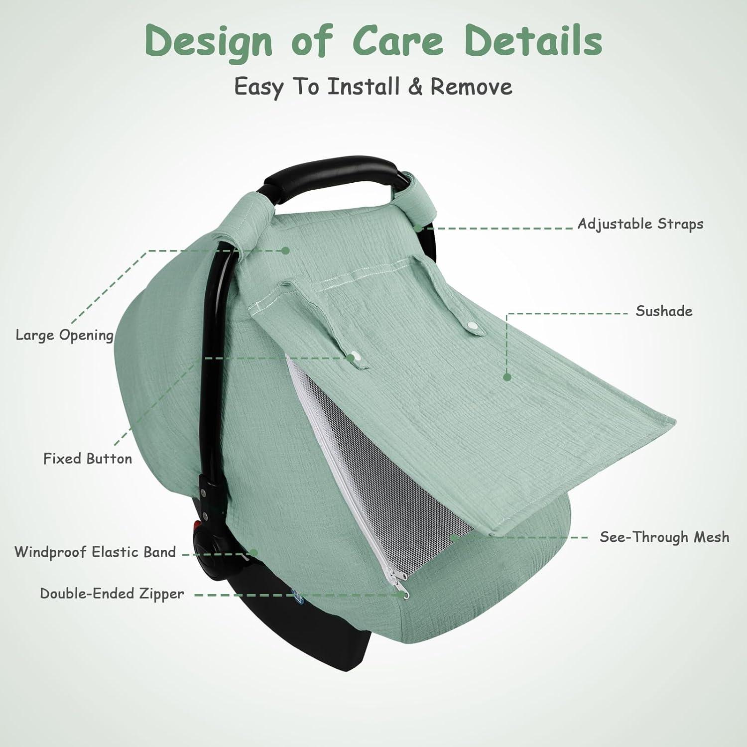 Funda de Asiento de Coche para Bebé HNHUAMING Verde Algodón