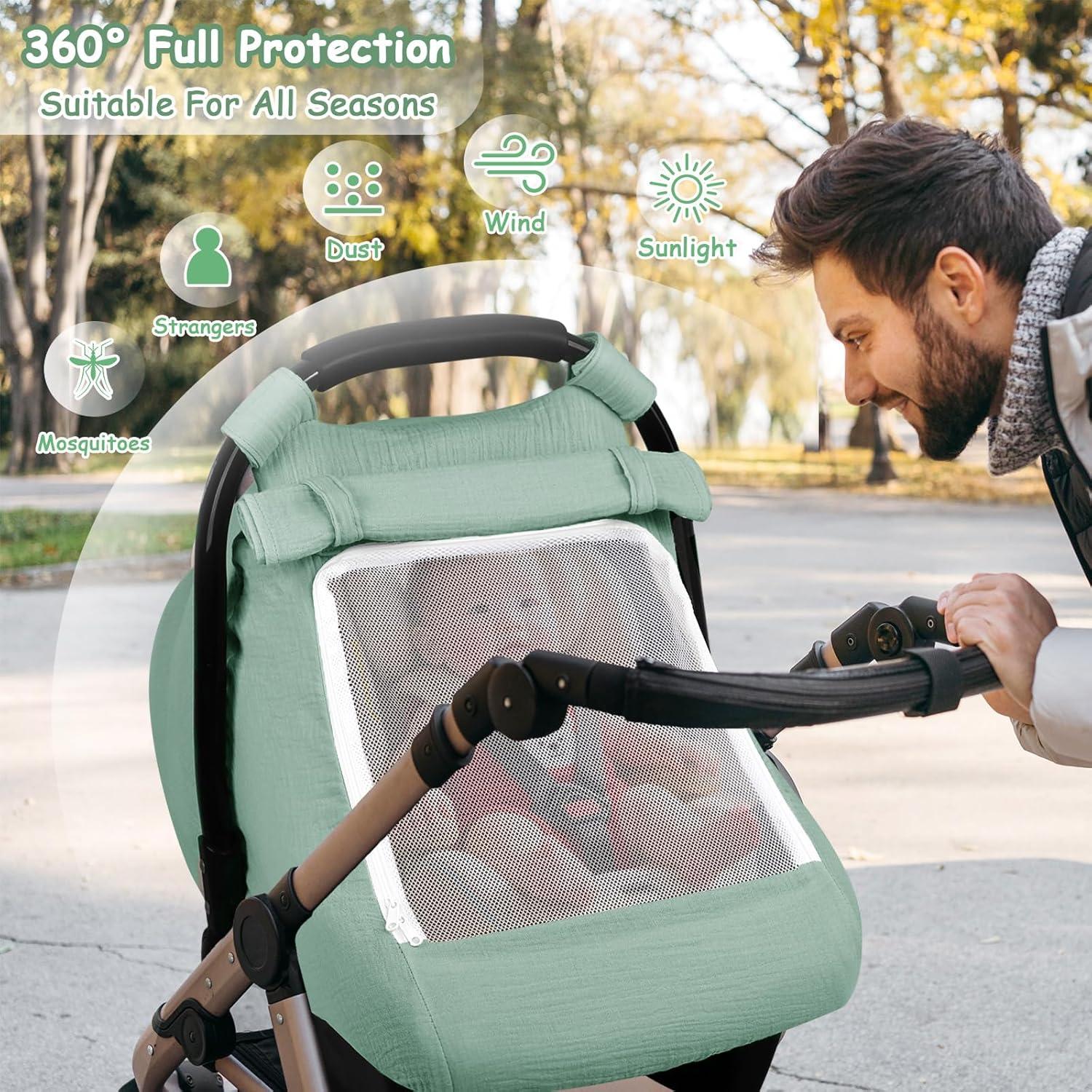 Funda de Asiento de Coche para Bebé HNHUAMING Verde Algodón