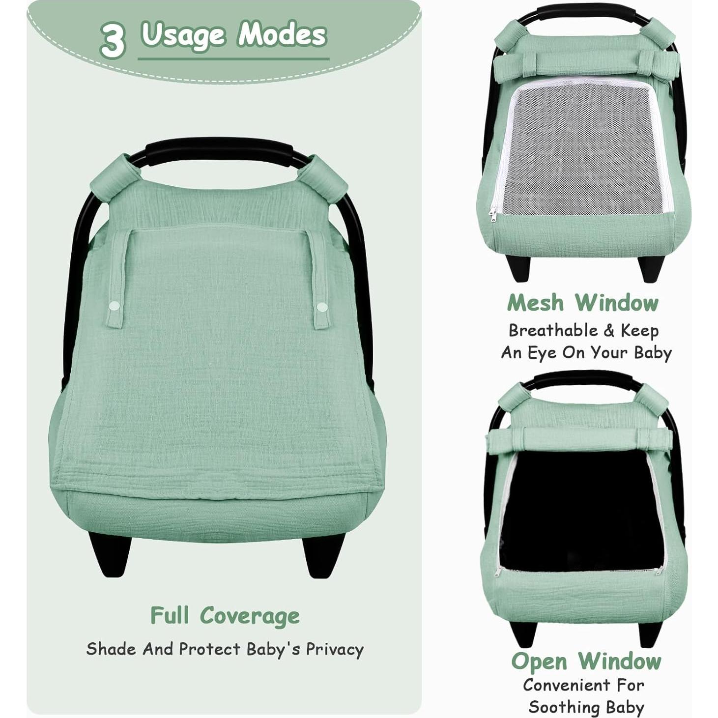 Funda de Asiento de Coche para Bebé HNHUAMING Verde Algodón