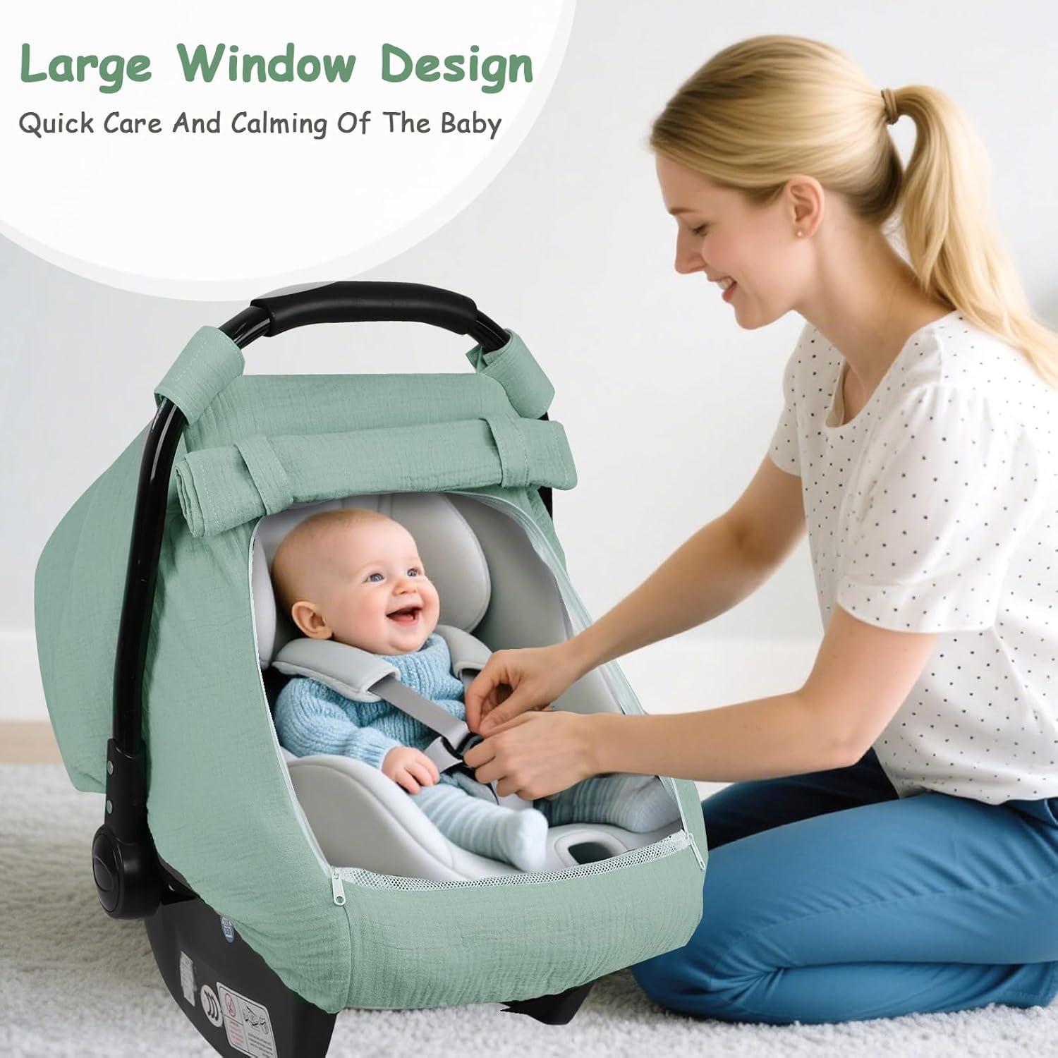 Funda de Asiento de Coche para Bebé HNHUAMING Verde Algodón