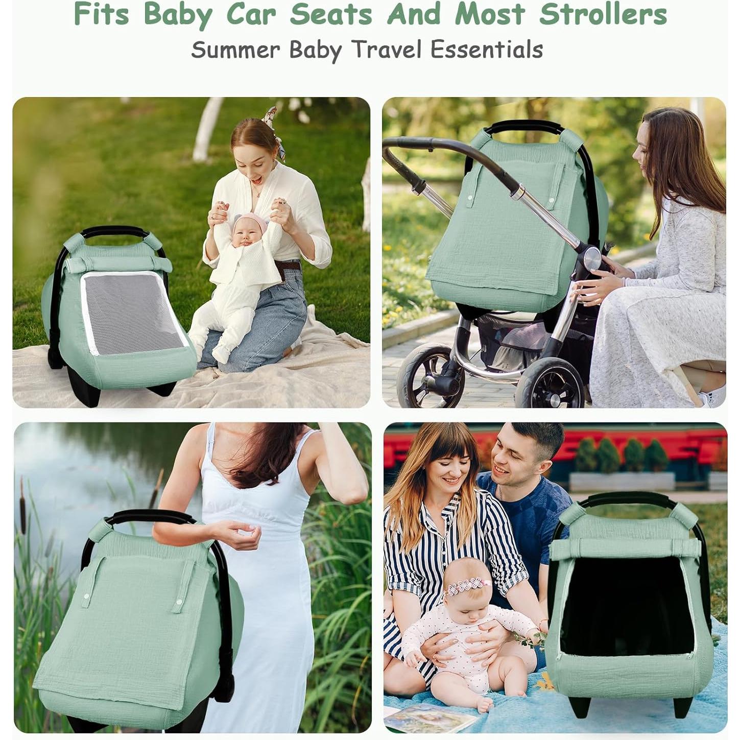 Funda de Asiento de Coche para Bebé HNHUAMING Verde Algodón