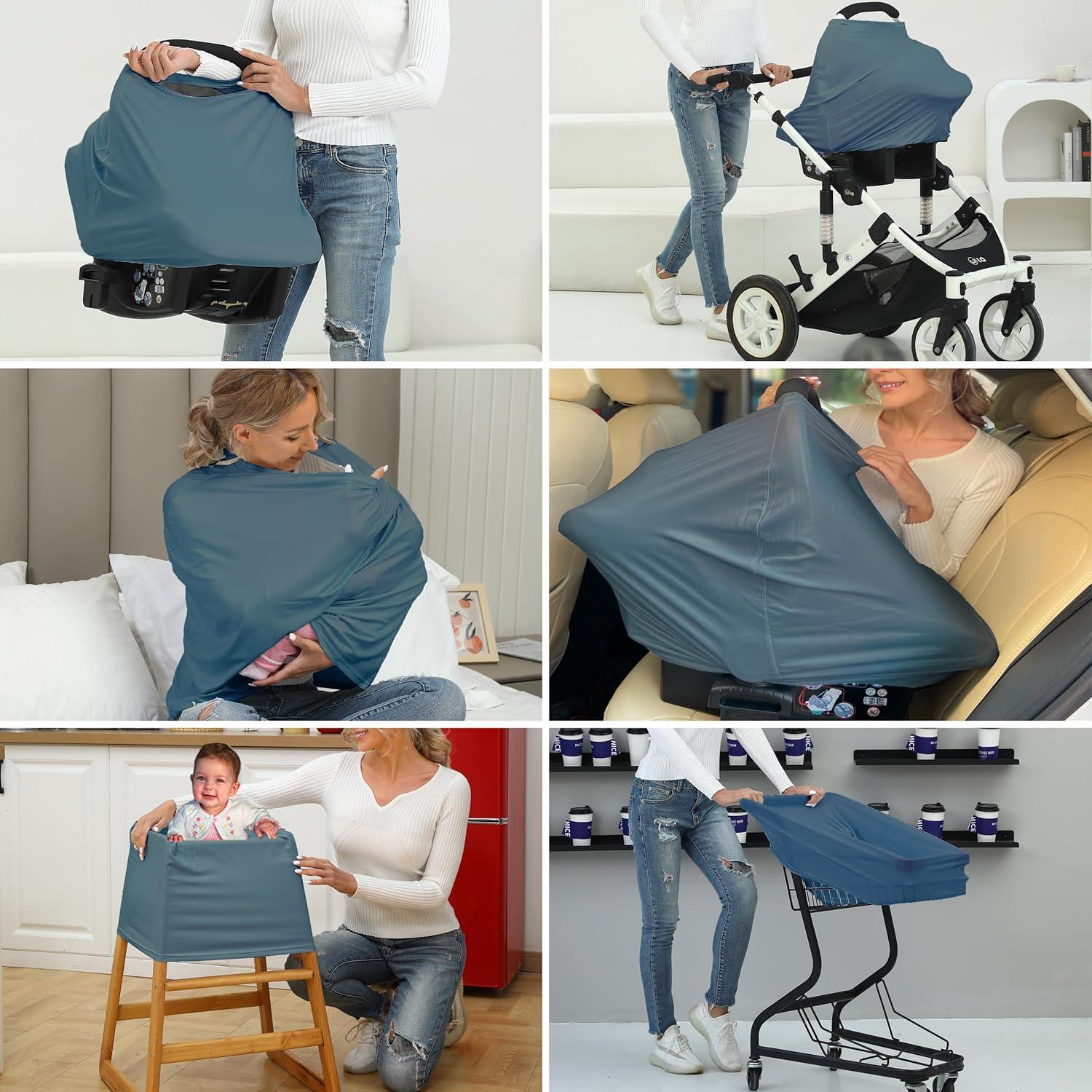 Funda de Asiento de Coche Meetjoy para Bebés - Rayón Suave Azul