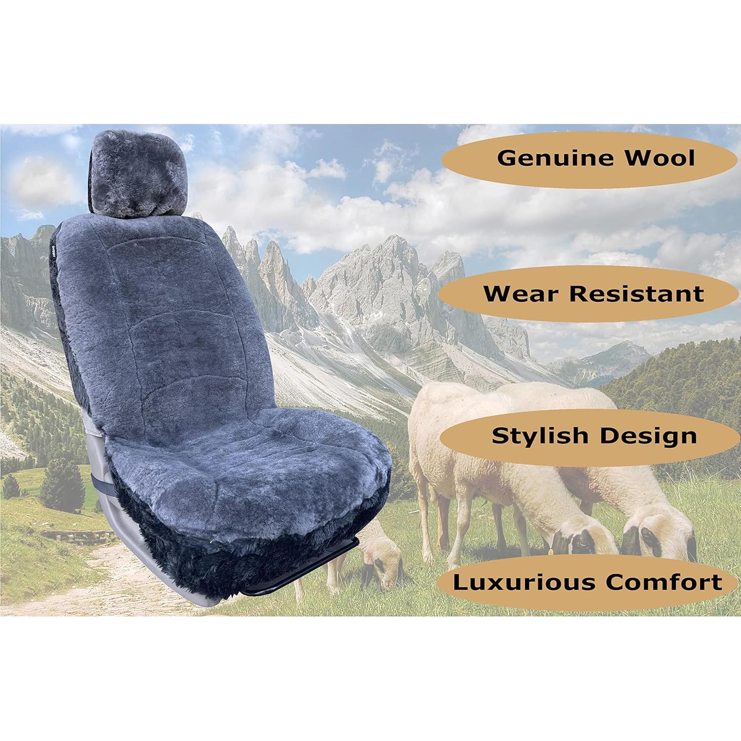 Funda de Asiento de Piel de Oveja SHEEPSKIN ELITE Gris Universal
