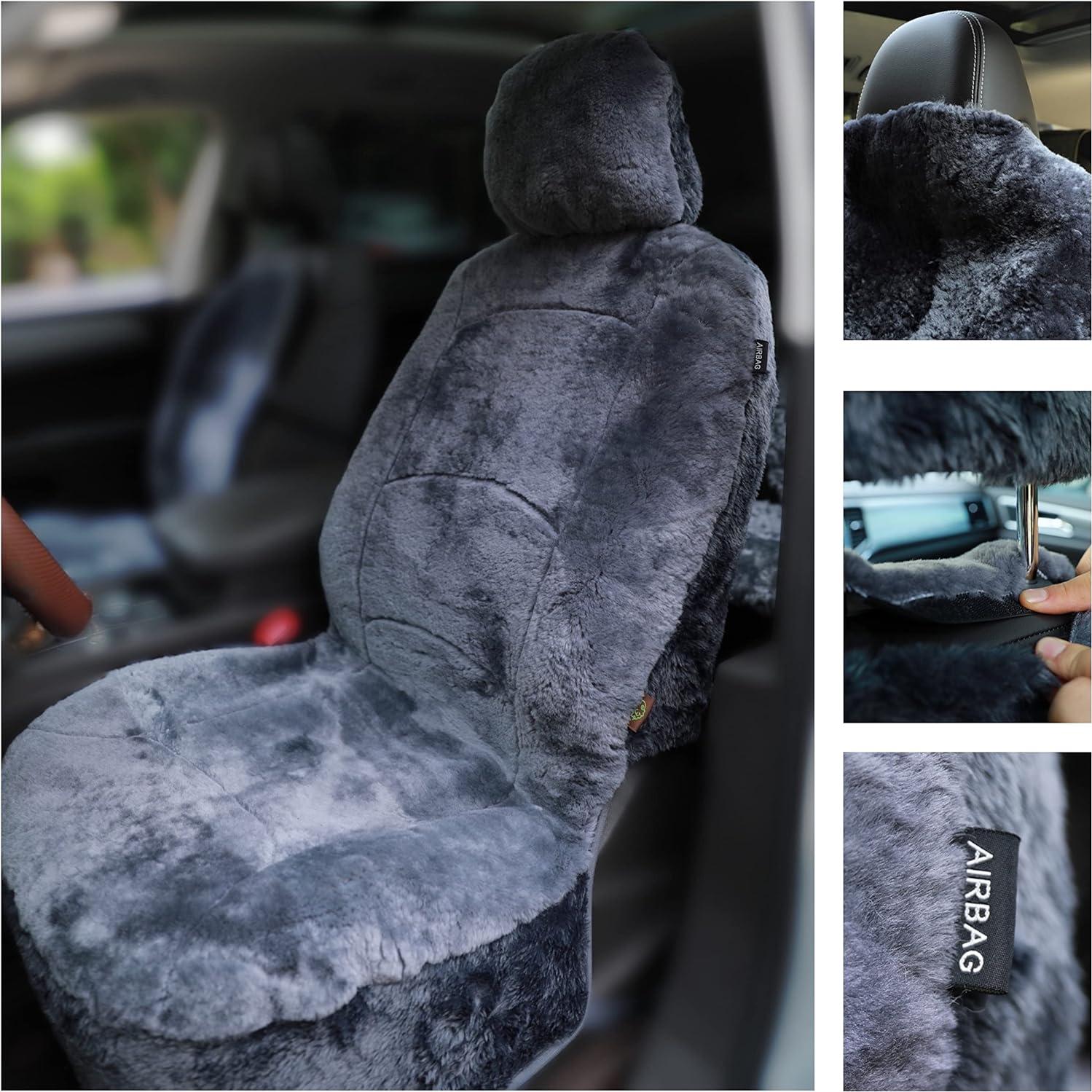 Funda de Asiento de Piel de Oveja SHEEPSKIN ELITE Gris Universal