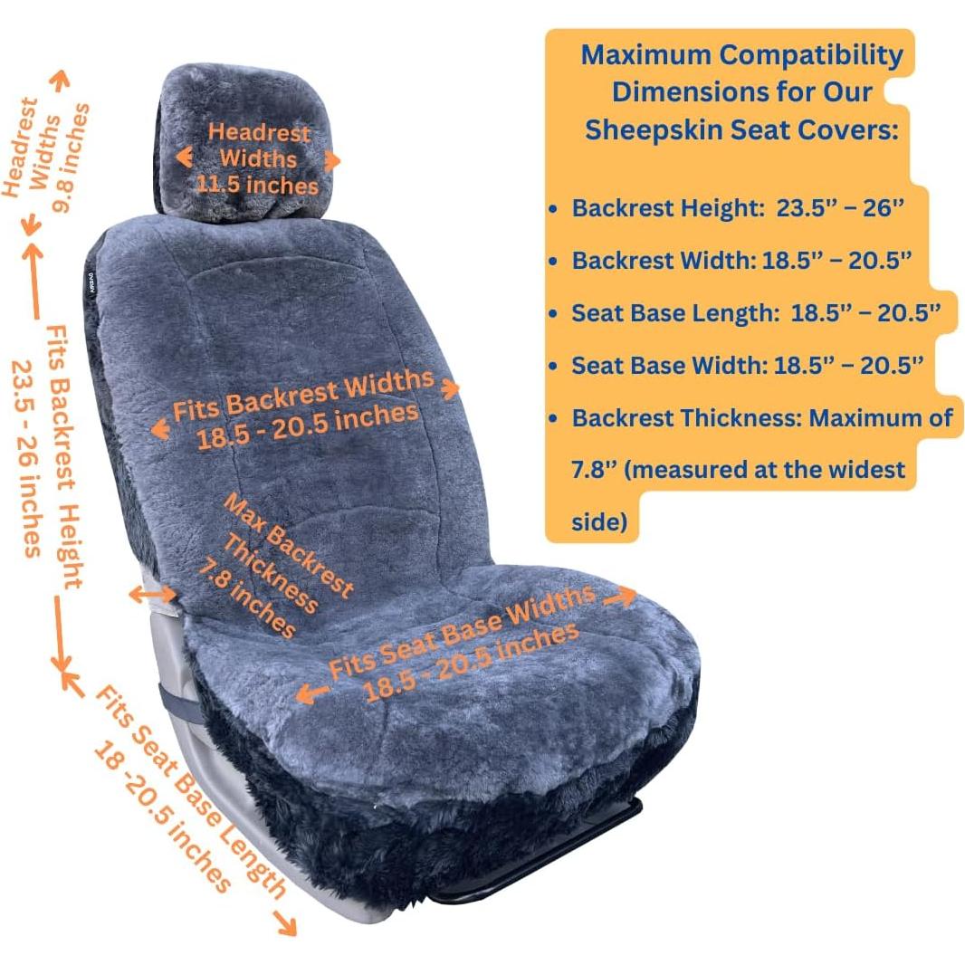 Funda de Asiento de Piel de Oveja SHEEPSKIN ELITE Gris Universal