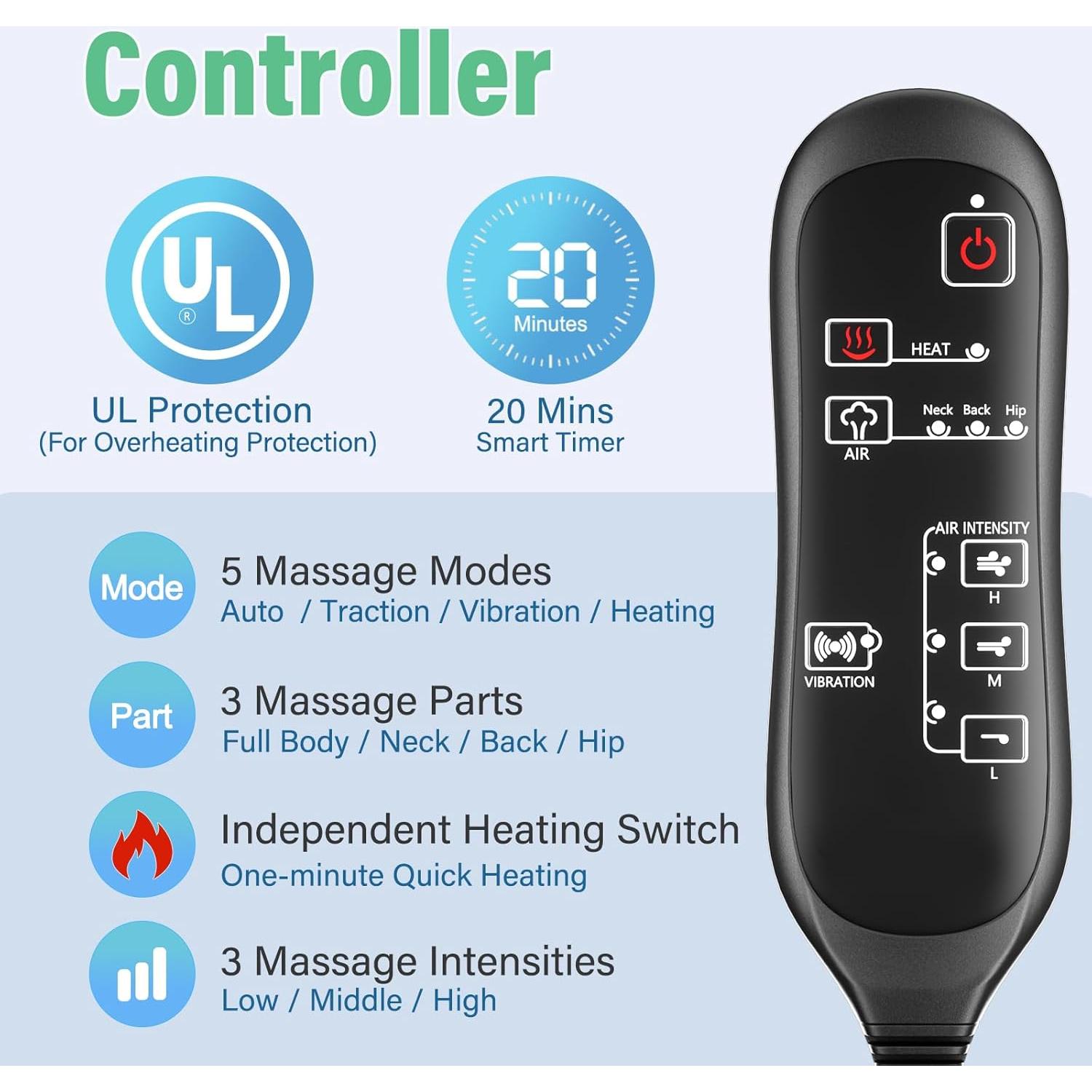 Masajeador de Espalda Comrelax HY-6849 con Calor y Vibración