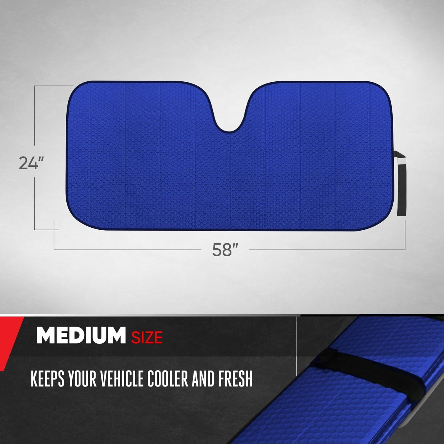 Sombrilla Solar para Parabrisas Motor Trend Azul 147x61 cm