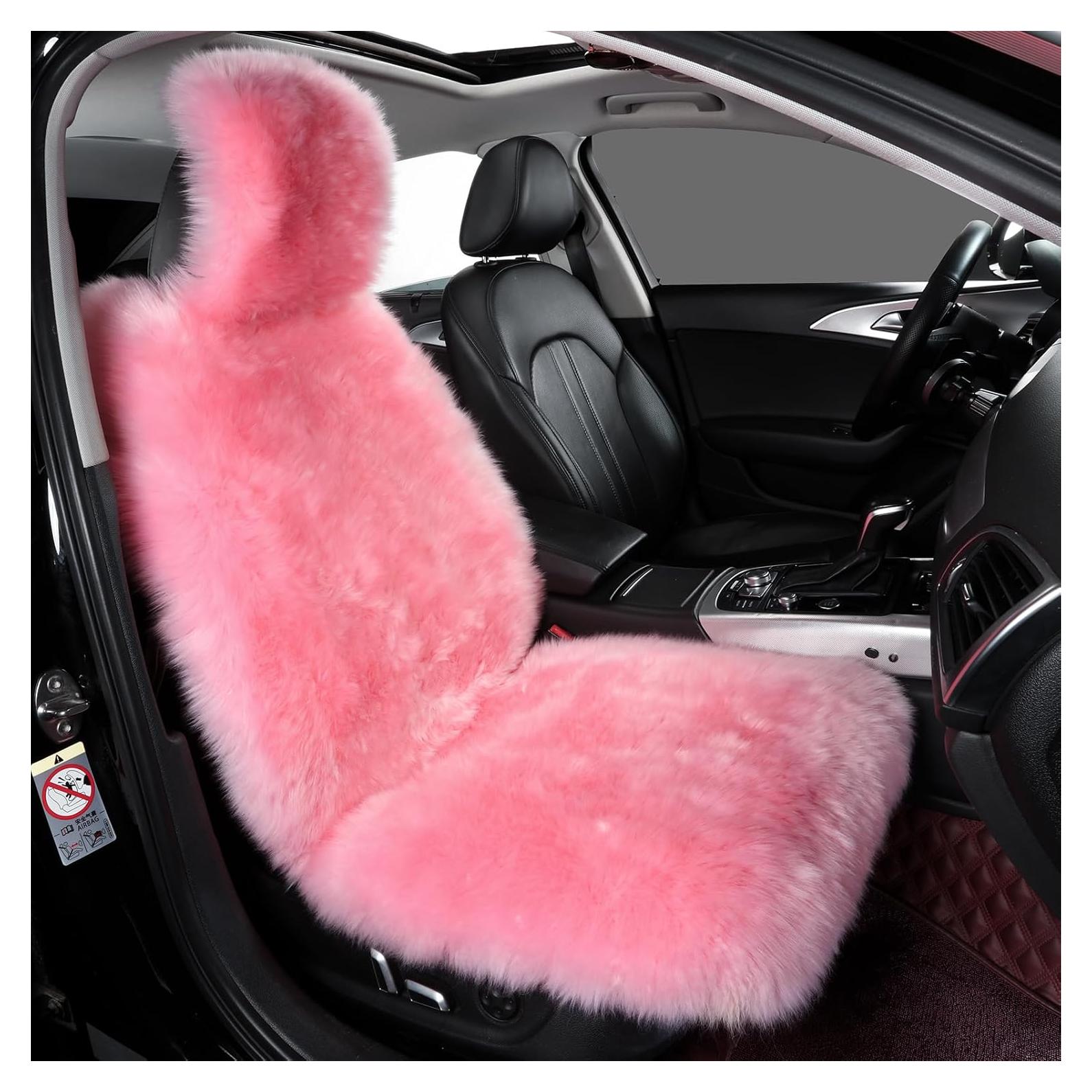 Funda de Asiento de Coche AOGELAN Rosa de Piel de Oveja