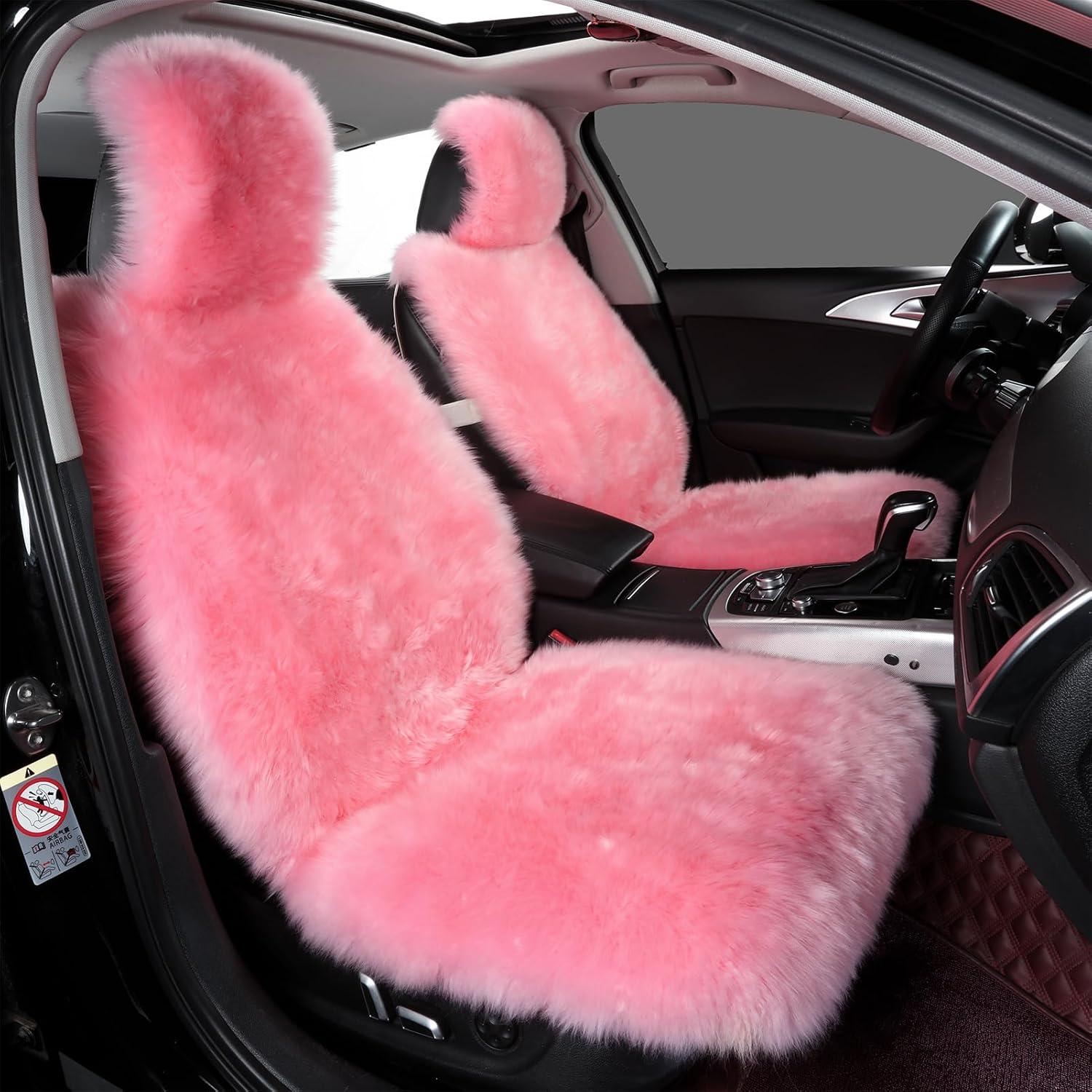 Funda de Asiento de Coche AOGELAN Rosa de Piel de Oveja