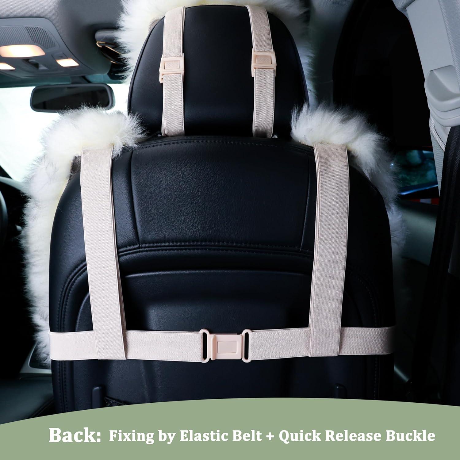 Funda de Asiento de Coche AOGELAN Rosa de Piel de Oveja