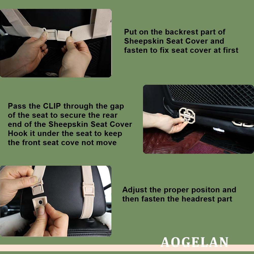 Funda de Asiento de Coche AOGELAN Rosa de Piel de Oveja