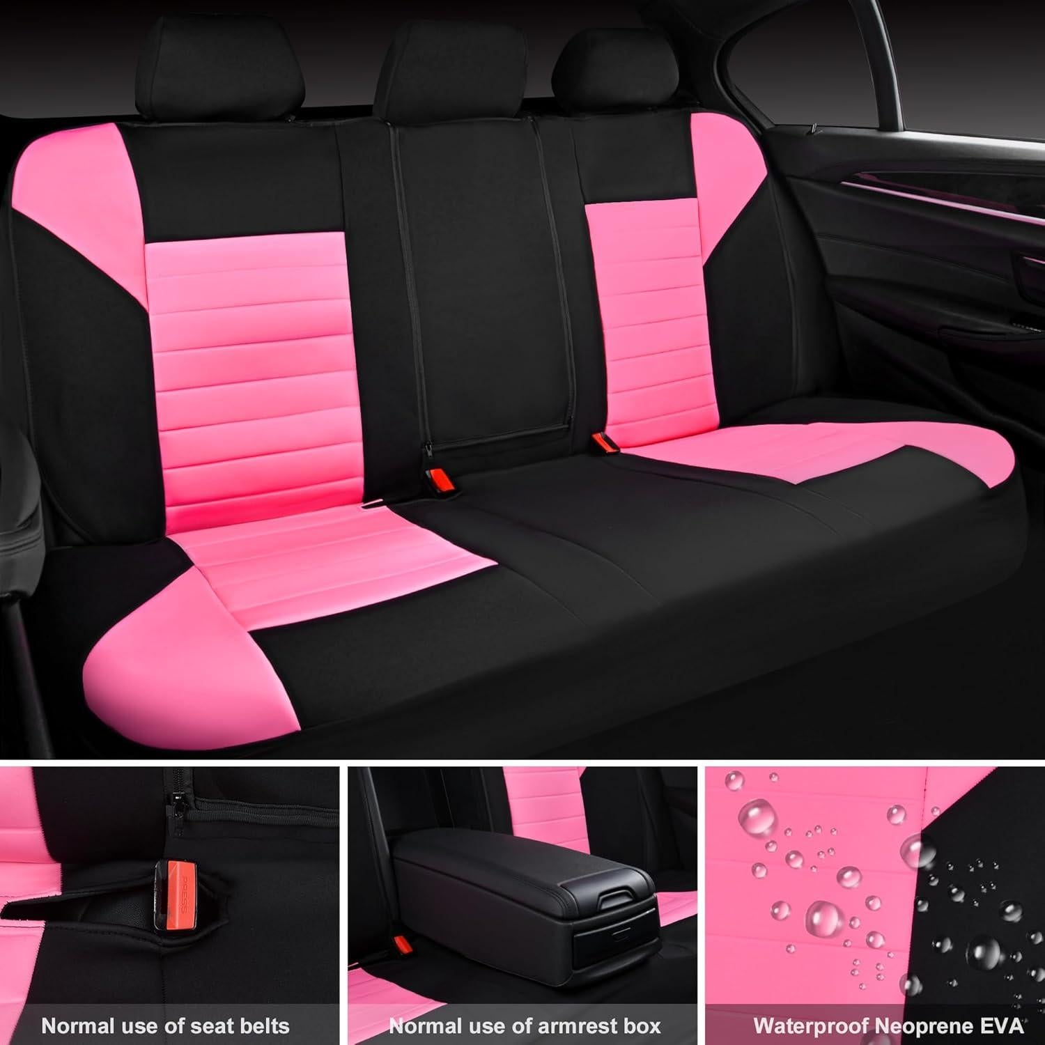 Fundas de Asiento de Coche CAR PASS Neopreno Impermeable Rosa
