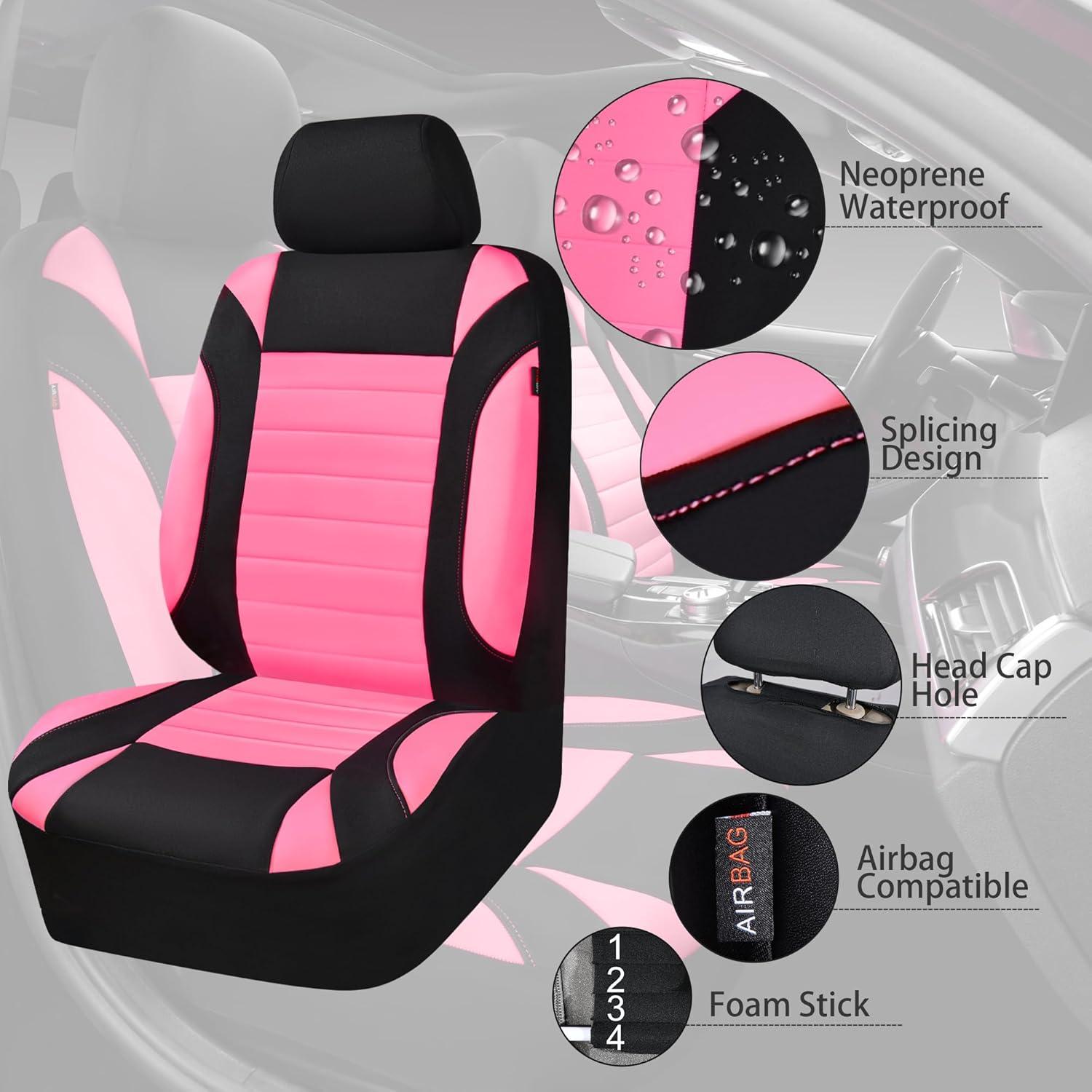 Fundas de Asiento de Coche CAR PASS Neopreno Impermeable Rosa