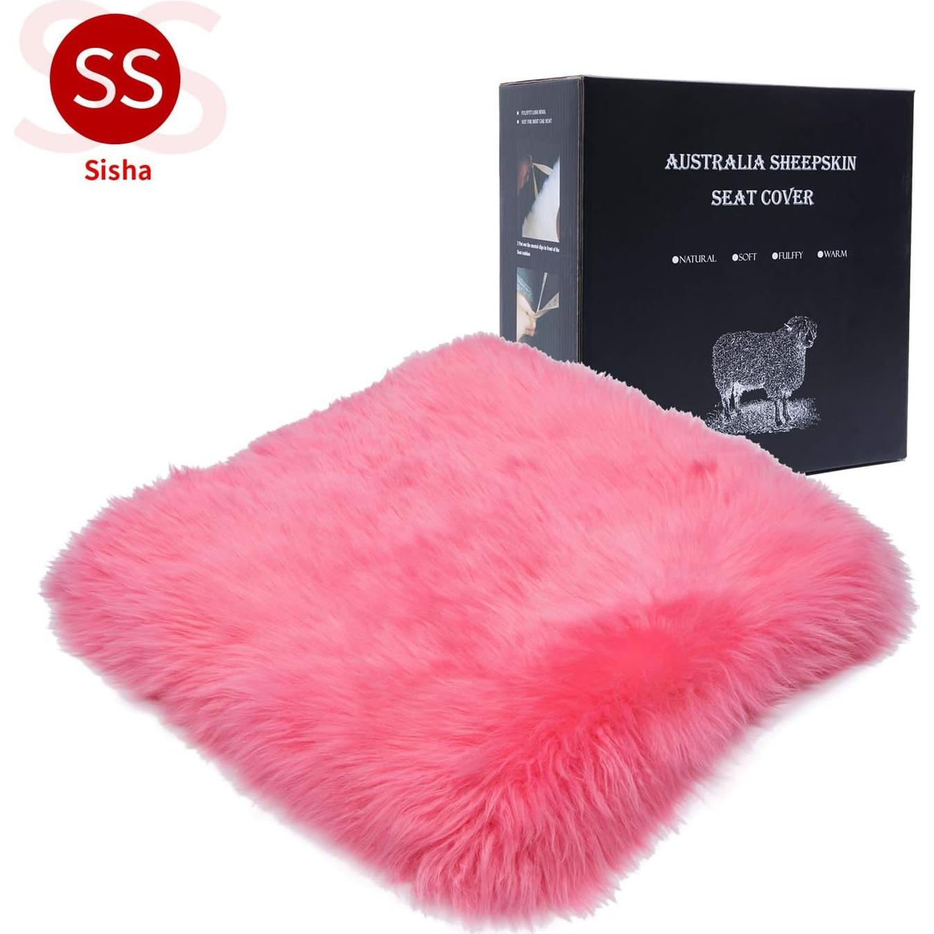 Funda de Asiento de Piel de Oveja Sisha-A Rosa Universal