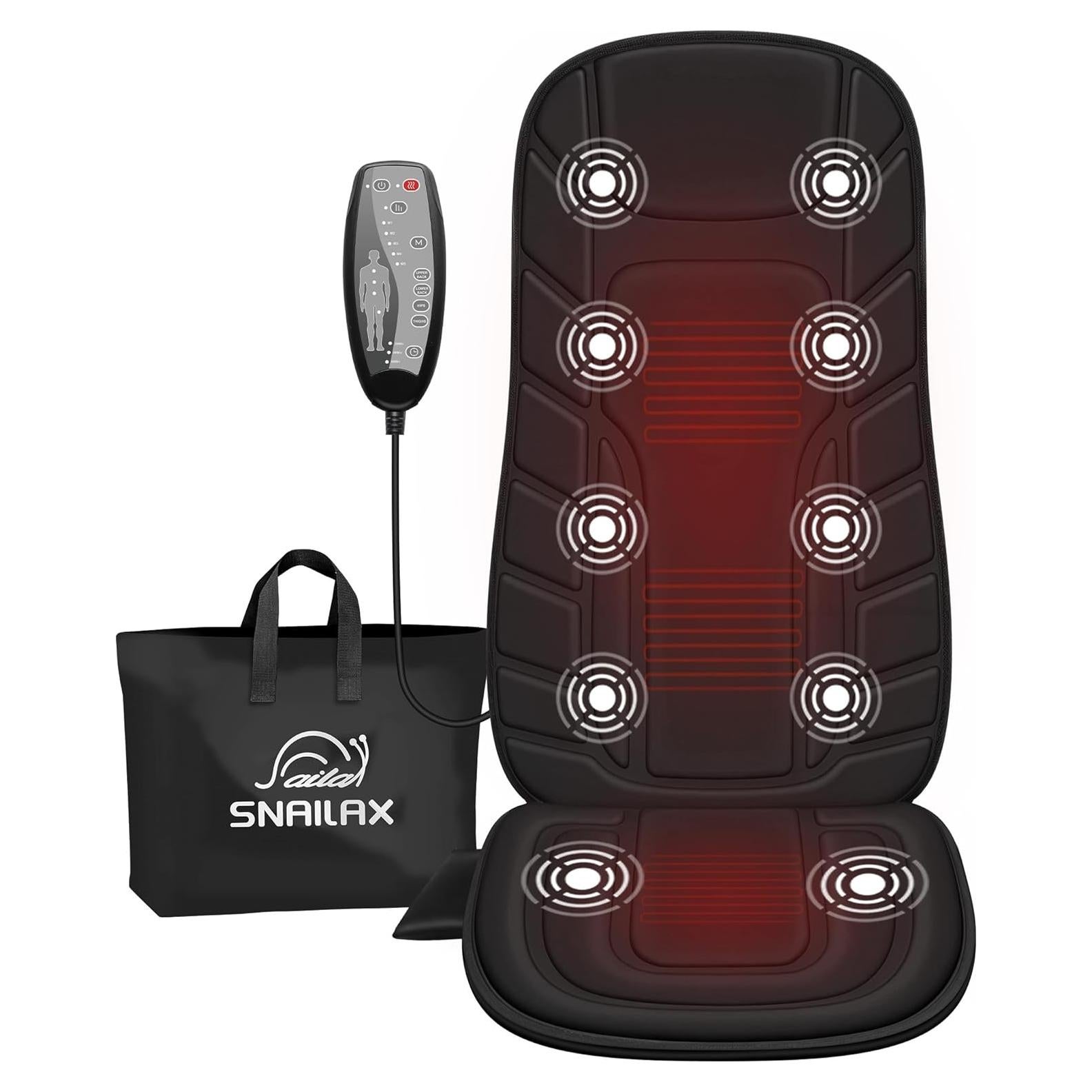 Cojín de Masaje Snailax Negro con 10 Motores y Calor