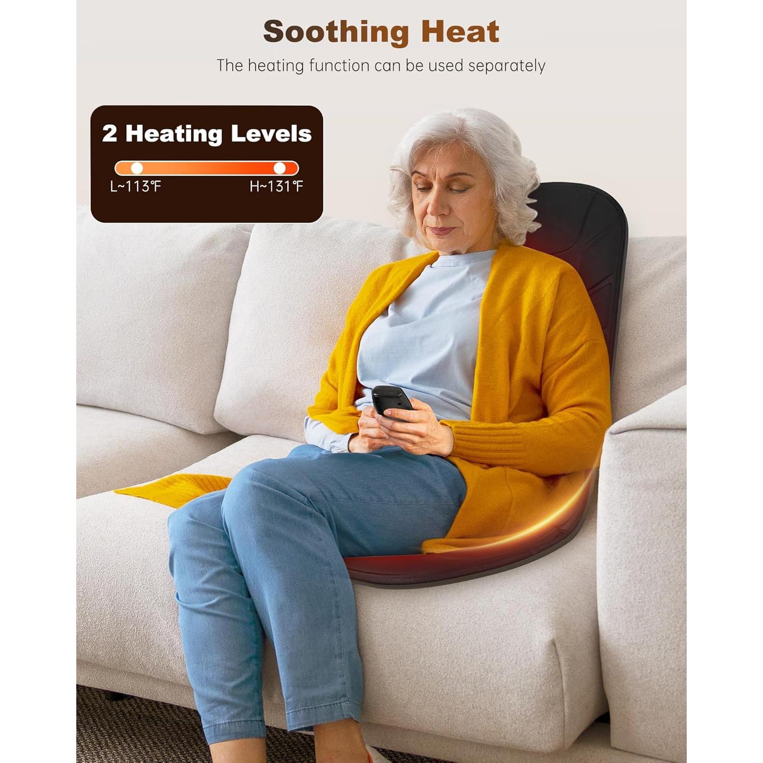 Cojín de Masaje Snailax Negro con 10 Motores y Calor