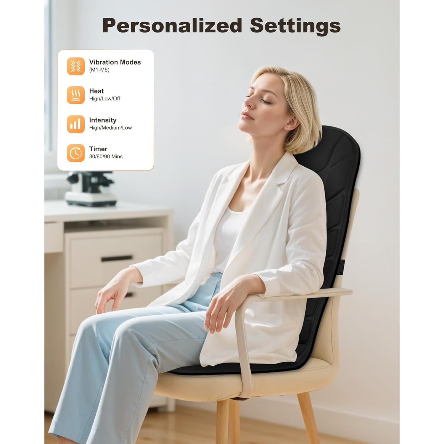 Cojín de Masaje Snailax Negro con 10 Motores y Calor