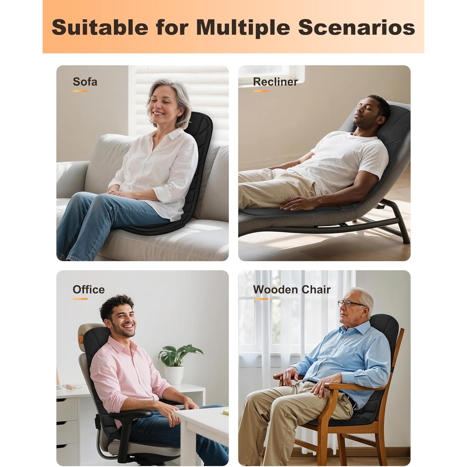 Cojín de Masaje Snailax Negro con 10 Motores y Calor