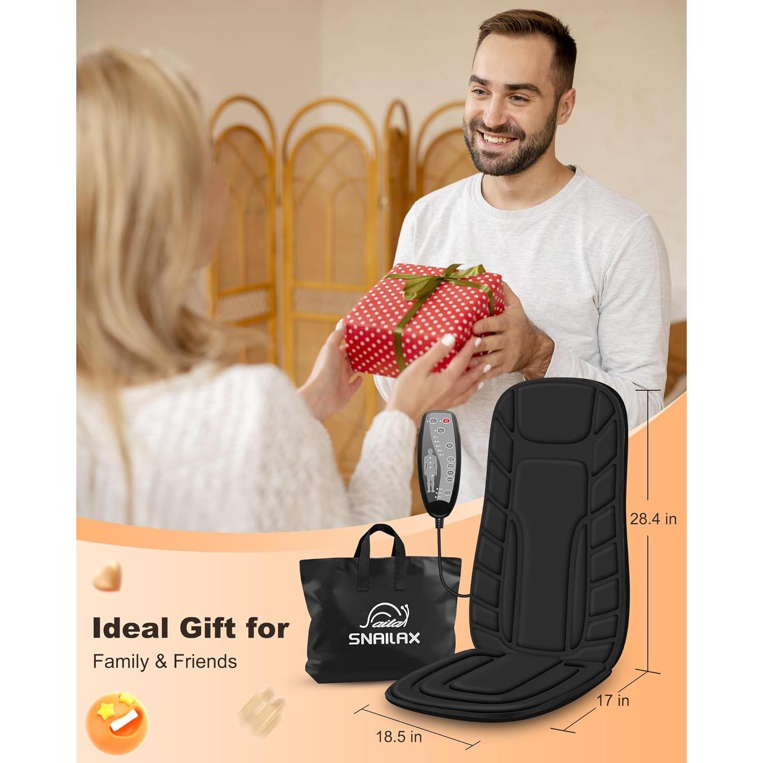 Cojín de Masaje Snailax Negro con 10 Motores y Calor