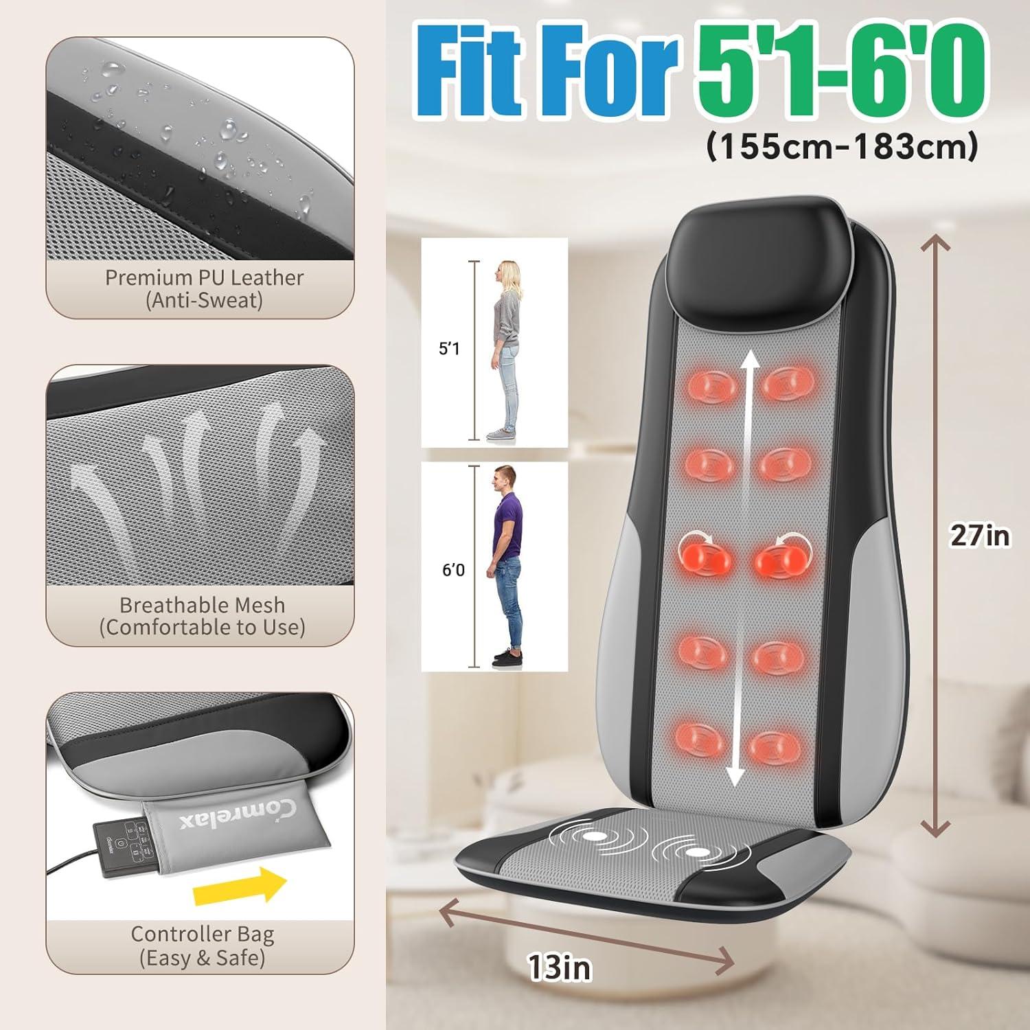 Masajeador de Espalda Shiatsu Comrelax con Calor y Vibración