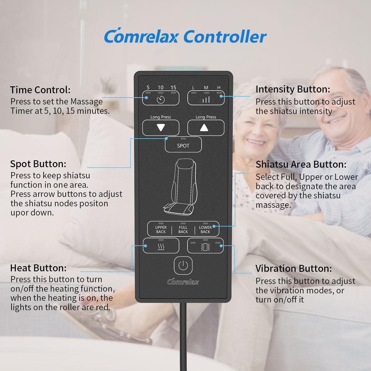 Masajeador de Espalda Shiatsu Comrelax con Calor y Vibración