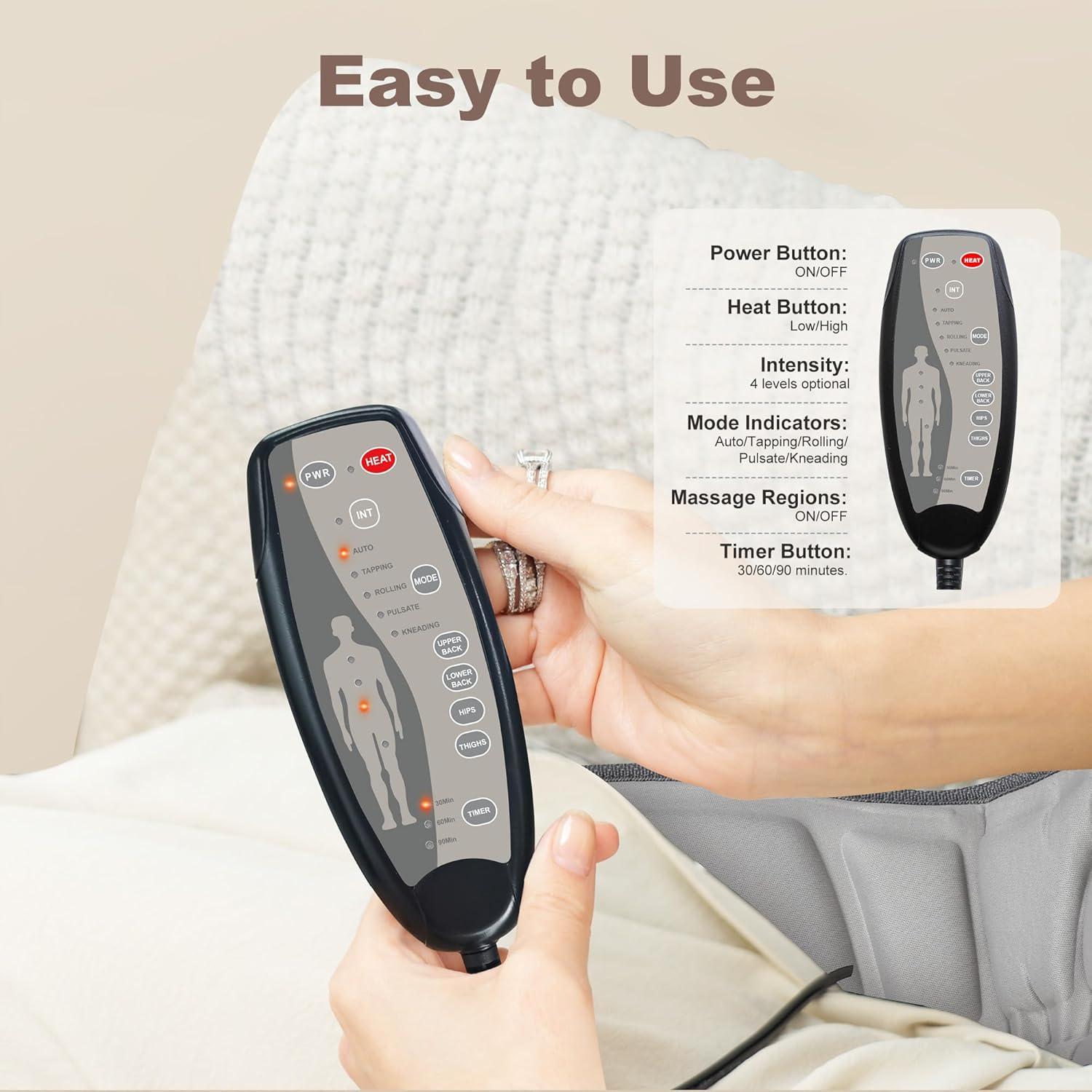 Masajeador de Espalda Heycool con Calor y Vibración 10 Motores