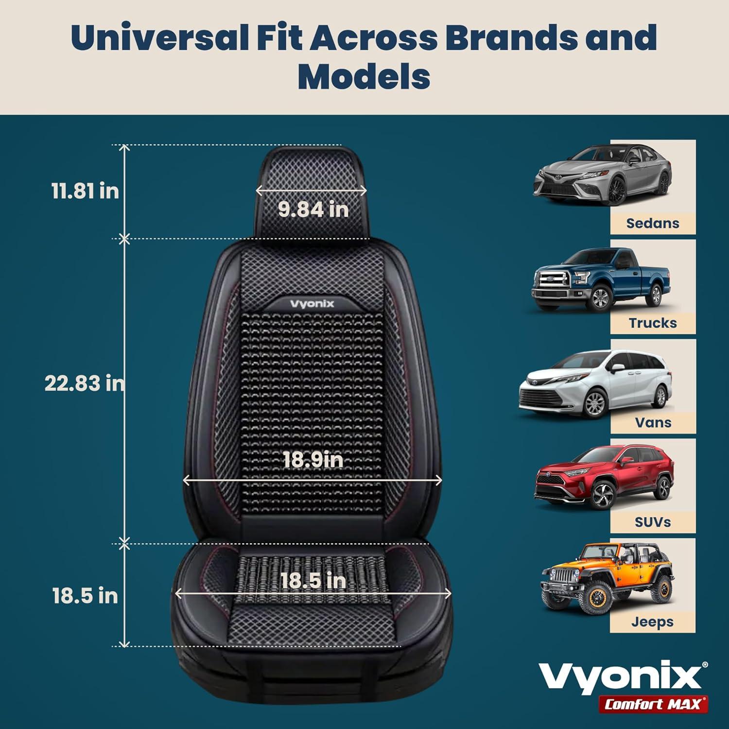 Cubierta de Asiento de Cuentas Vyonix Comfort MAX - Negro