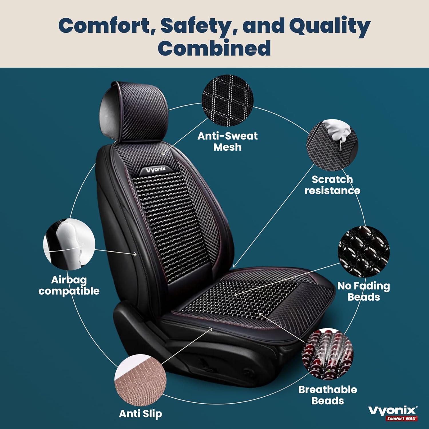 Cubierta de Asiento de Cuentas Vyonix Comfort MAX - Negro