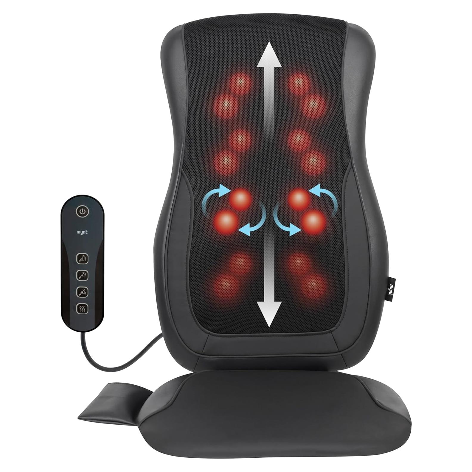 Almohadilla de Masaje Shiatsu Mynt Negra con Calor y 4 Nodos