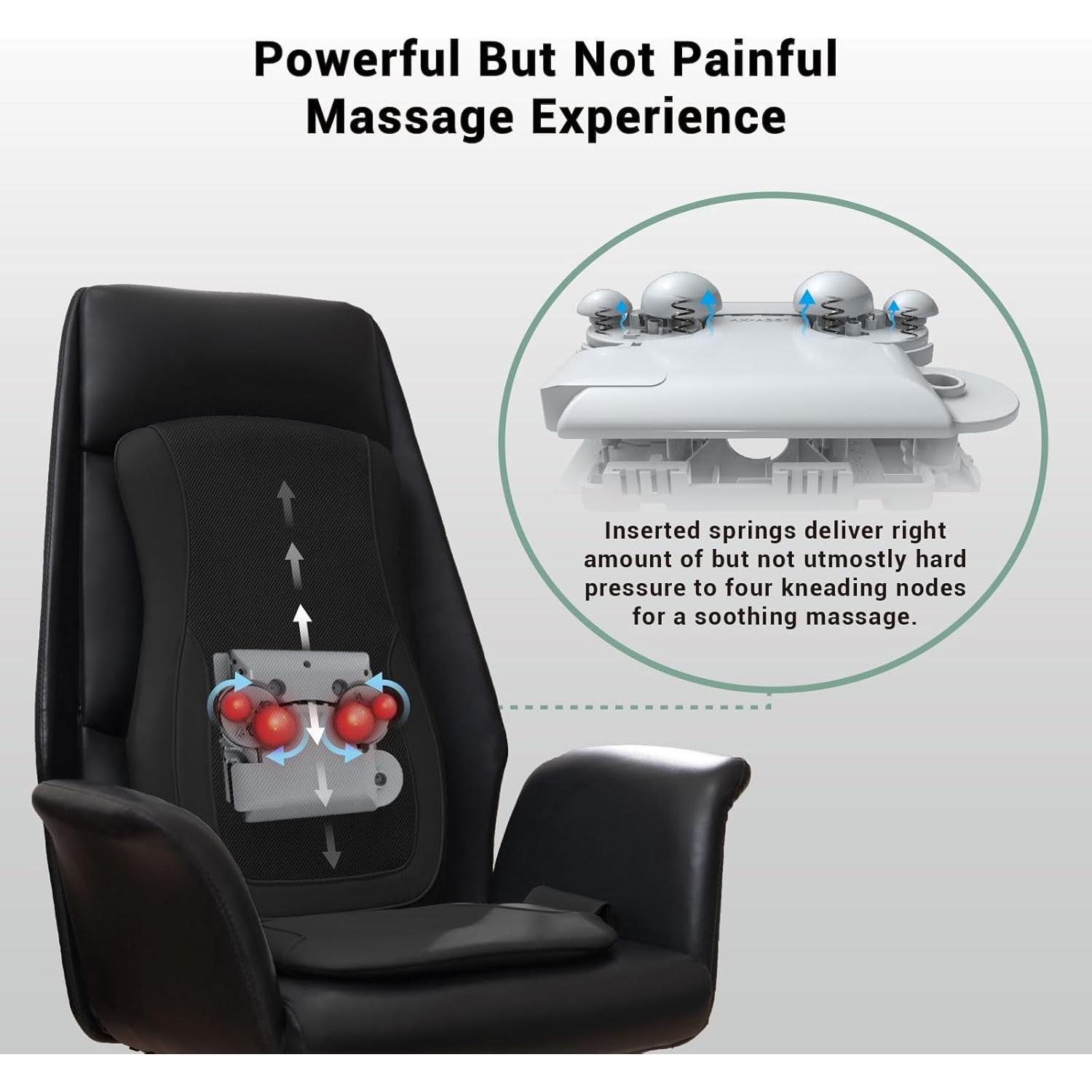 Almohadilla de Masaje Shiatsu Mynt Negra con Calor y 4 Nodos