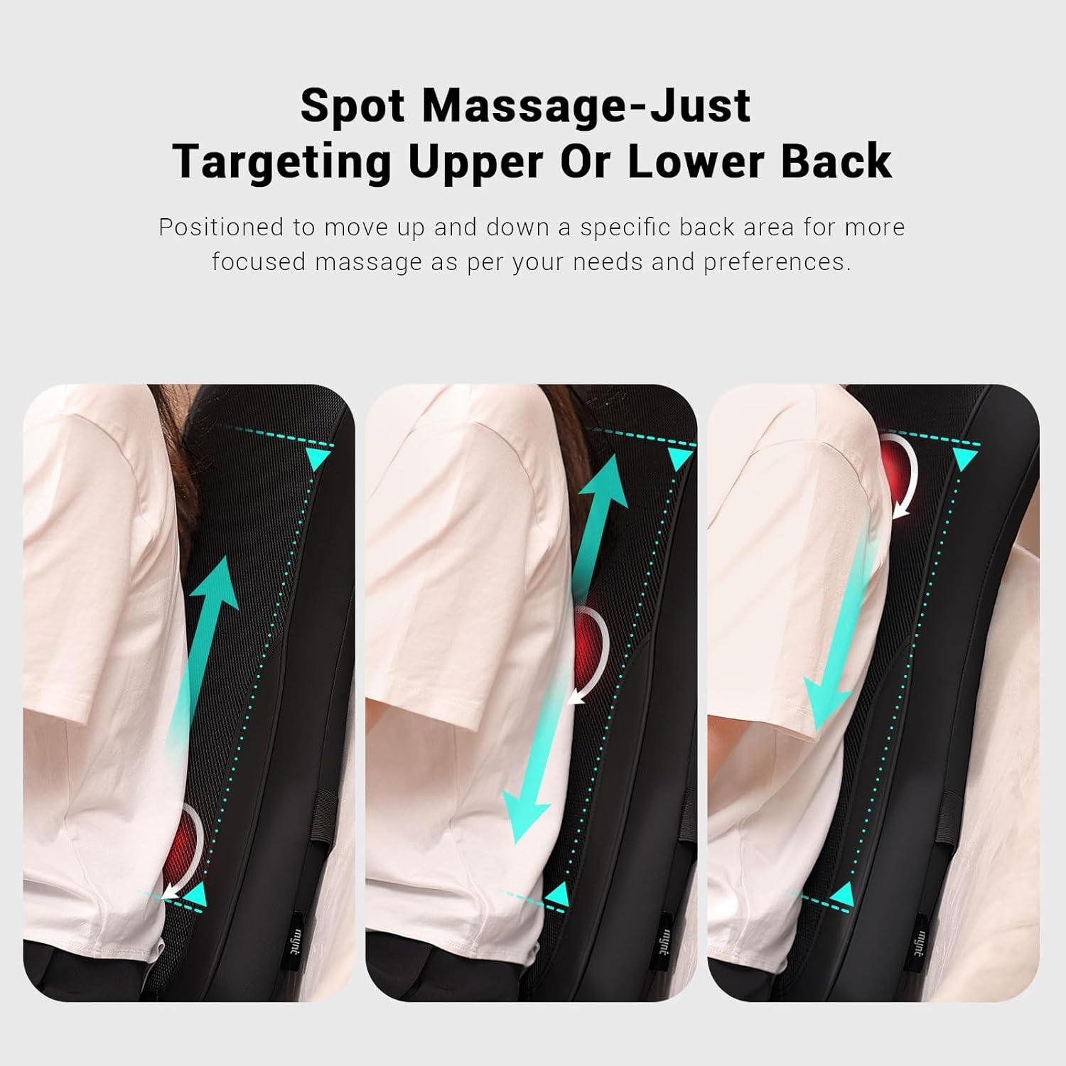 Almohadilla de Masaje Shiatsu Mynt Negra con Calor y 4 Nodos