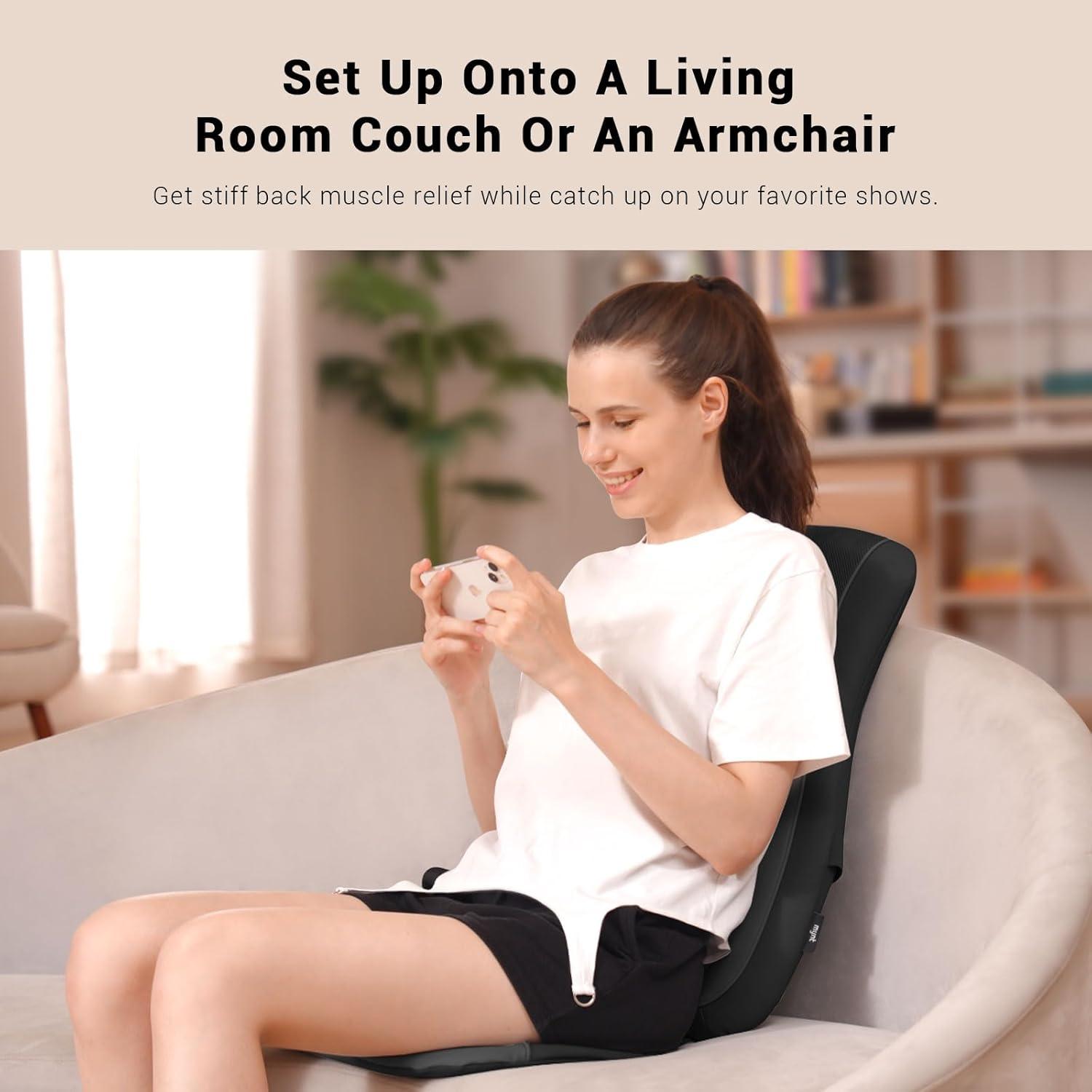 Almohadilla de Masaje Shiatsu Mynt Negra con Calor y 4 Nodos