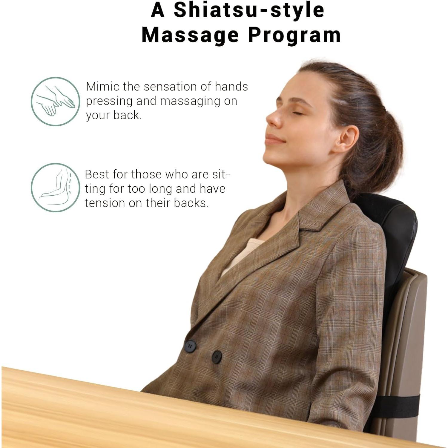 Almohadilla de Masaje Shiatsu Mynt Negra con Calor y 4 Nodos