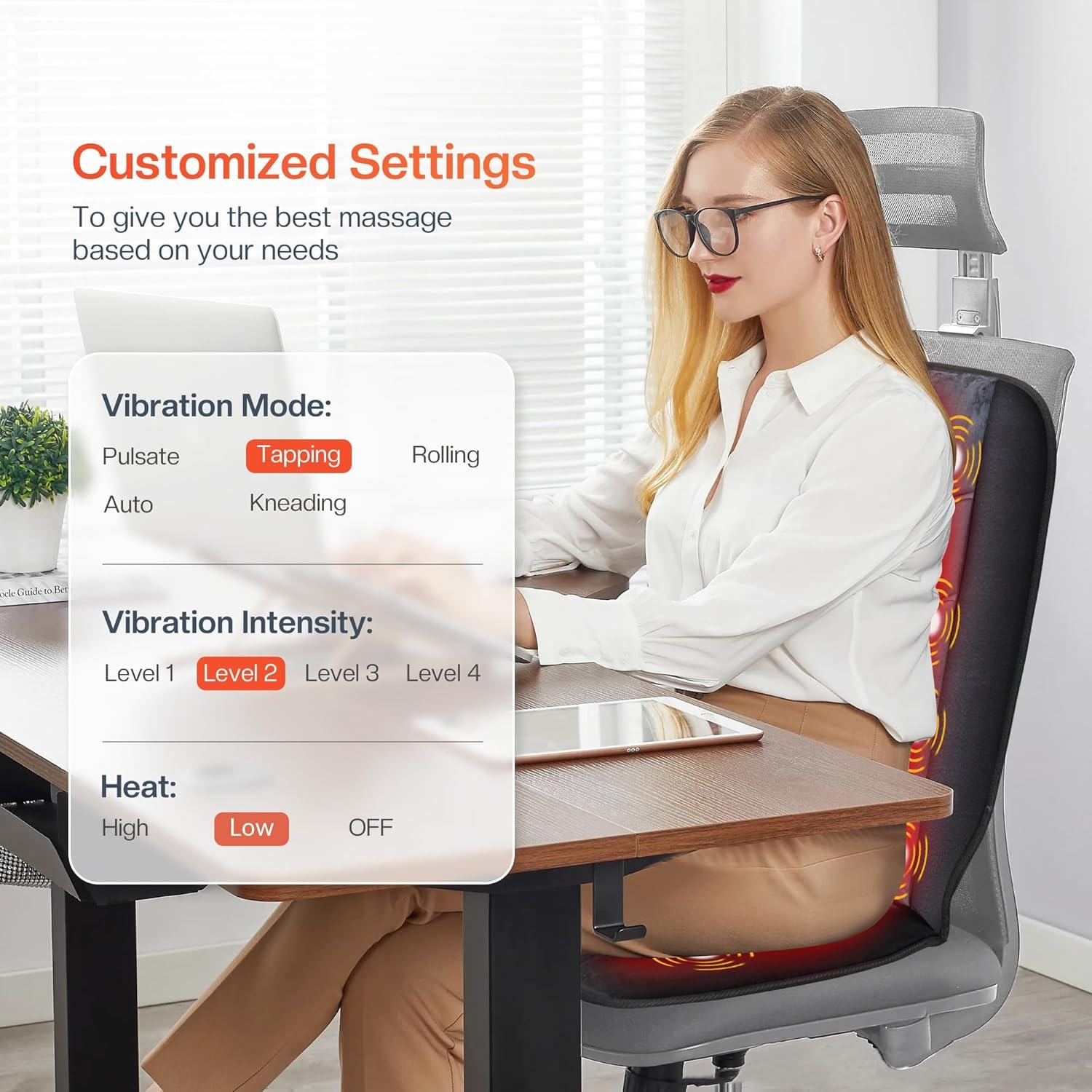 CILI Cojín Masajeador de Silla con Calor y Vibración