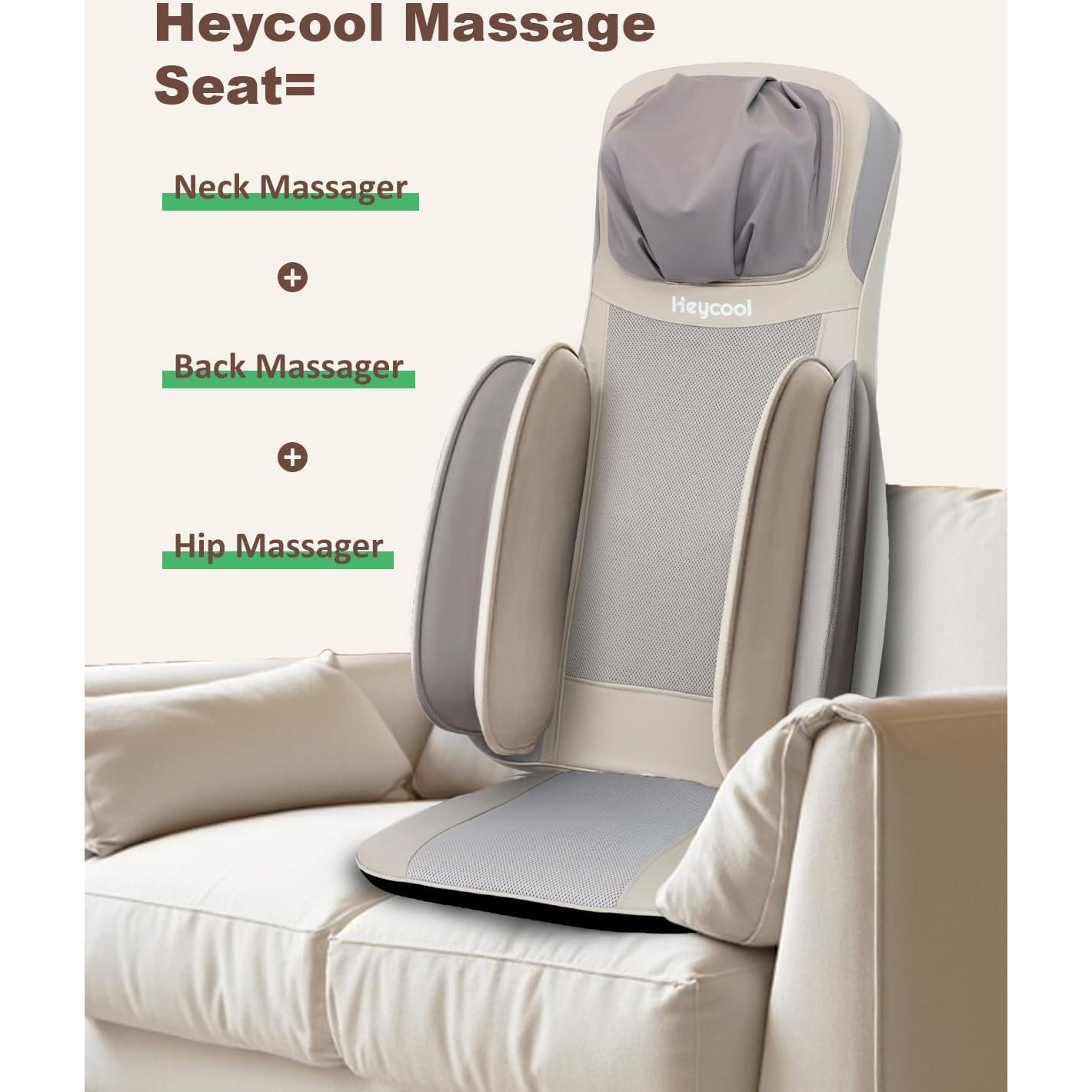 Shiatsu Neck Back Massager with Heat, 2025 Upgraded Massage Chiar Pad with Height Adjustment, Compression, Vibration, Full Body Seat Massager for Home, Office, Gifts for Men, Women