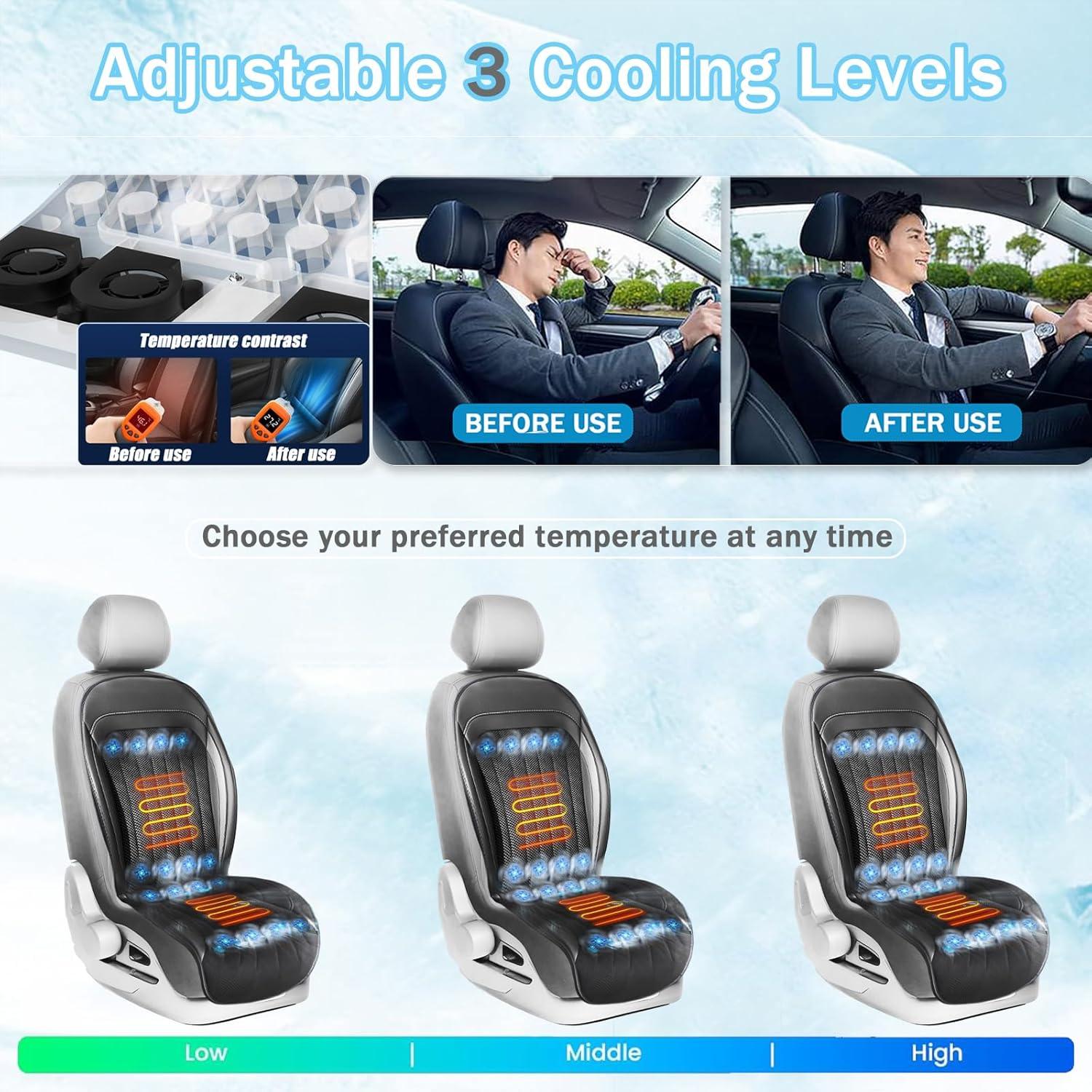 Funda de Asiento de Coche LGNORA Refrigerante y Masaje Negro