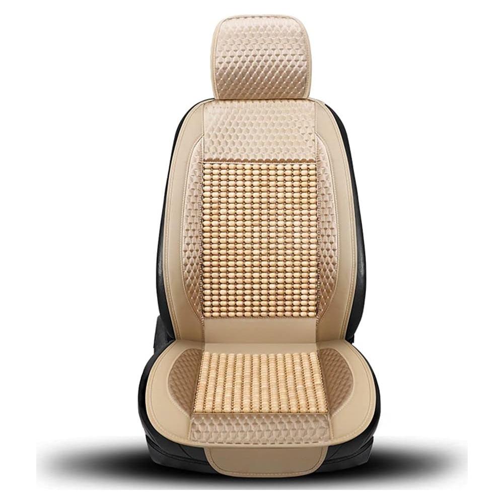 Cubierta de Asiento de Coche Blueshyhall de Perlas de Madera Beige