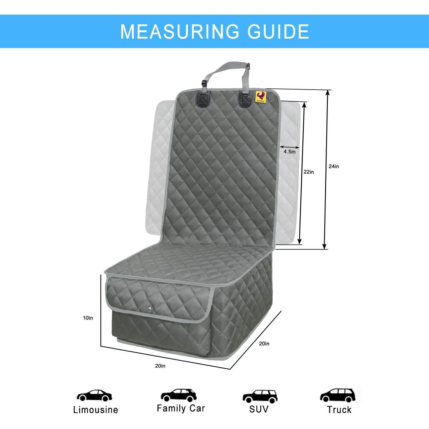 Cubierta de Asiento Delantero Impermeable Bark Lover Gris