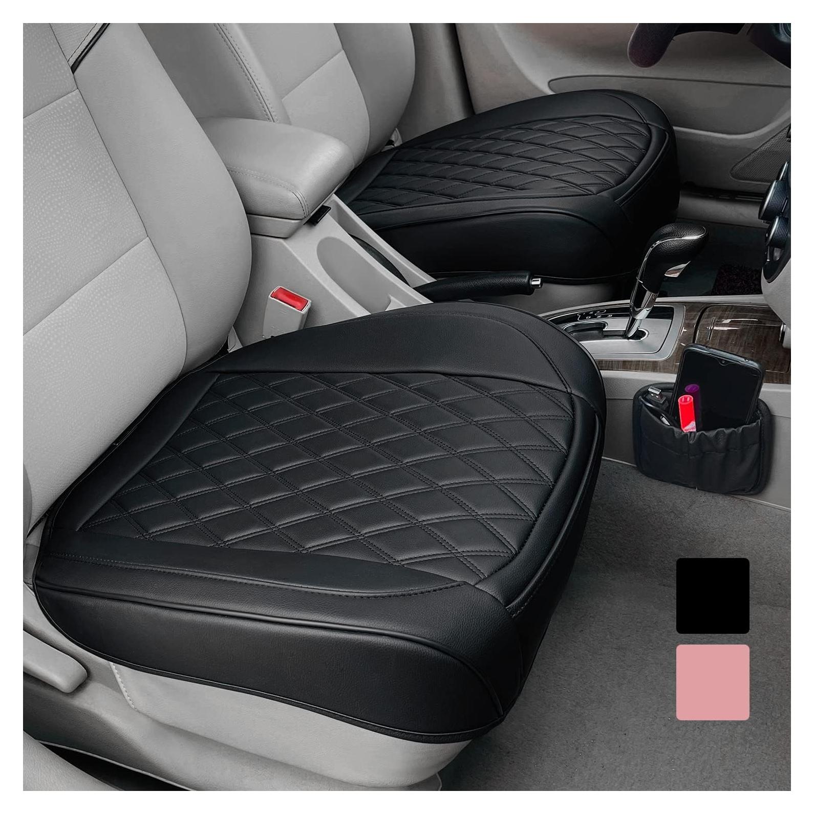 Funda de Asiento de Coche BEITK 2 Piezas Cuero Negro Impermeable
