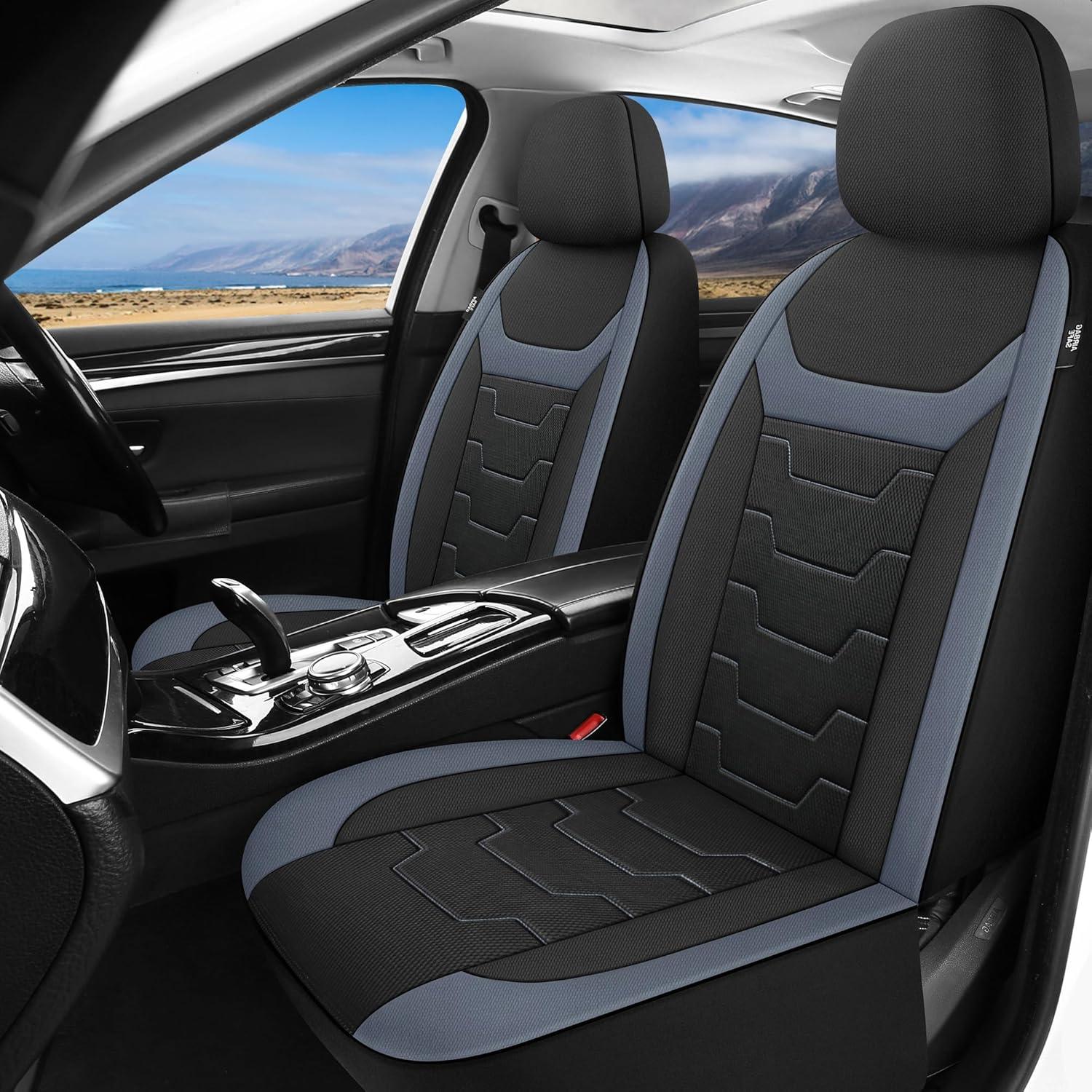 Cubiertas de Asiento de Coche AOKAOK Juego Completo Negro/Gris