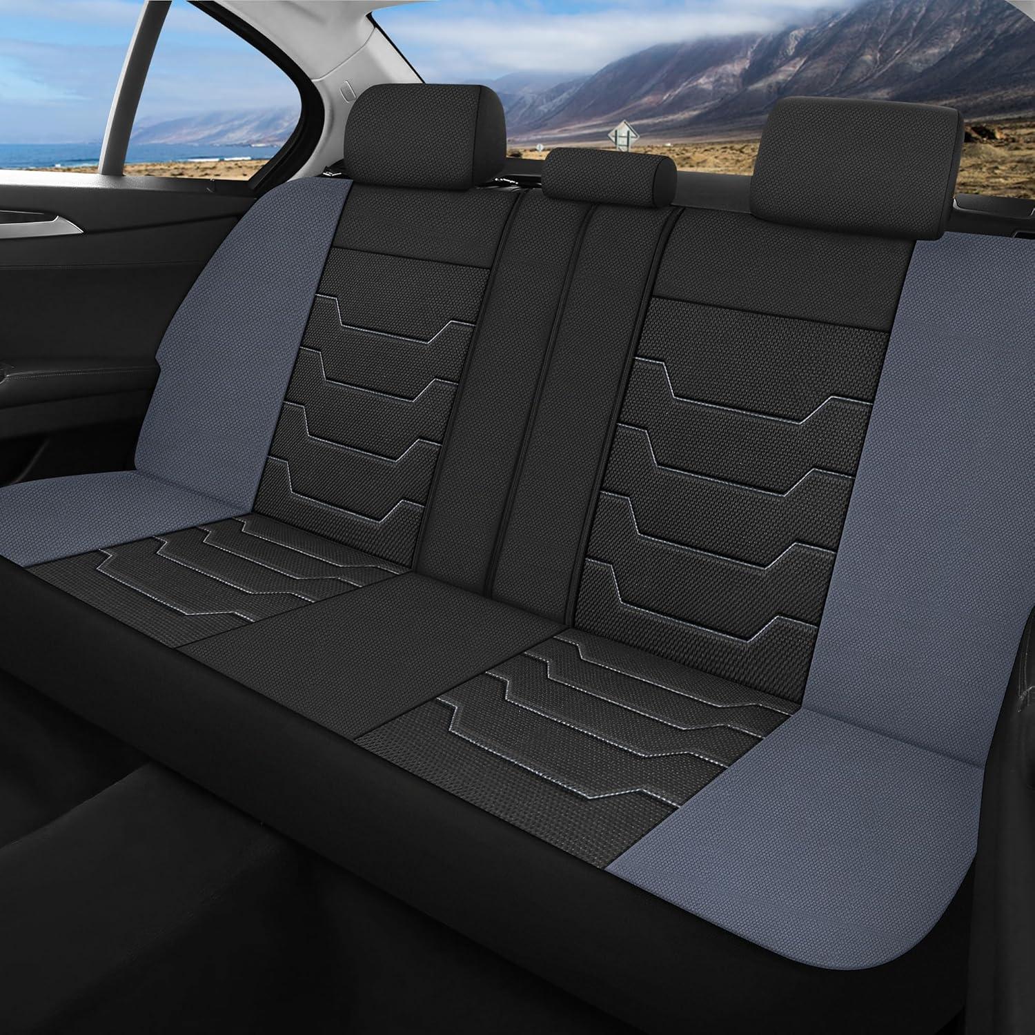 Cubiertas de Asiento de Coche AOKAOK Juego Completo Negro/Gris