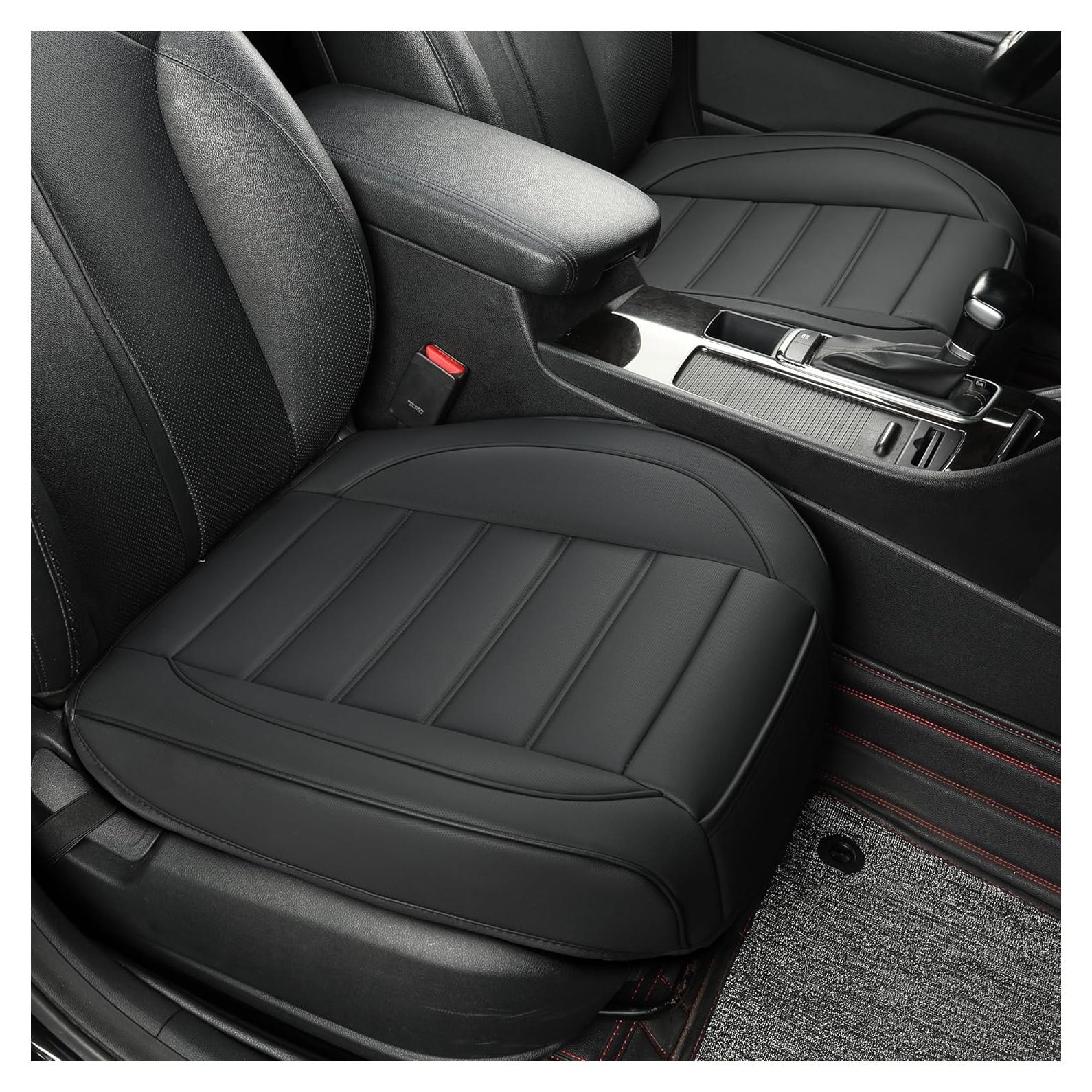 Fundas de Asiento de Coche Vankerful 2 PCS Cuero Impermeable Negro