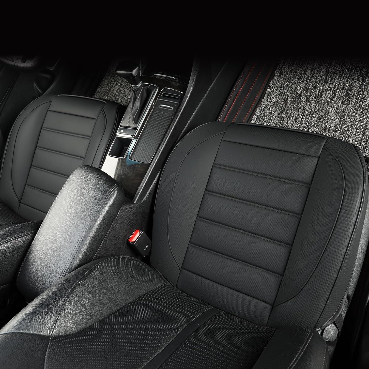 Fundas de Asiento de Coche Vankerful 2 PCS Cuero Impermeable Negro