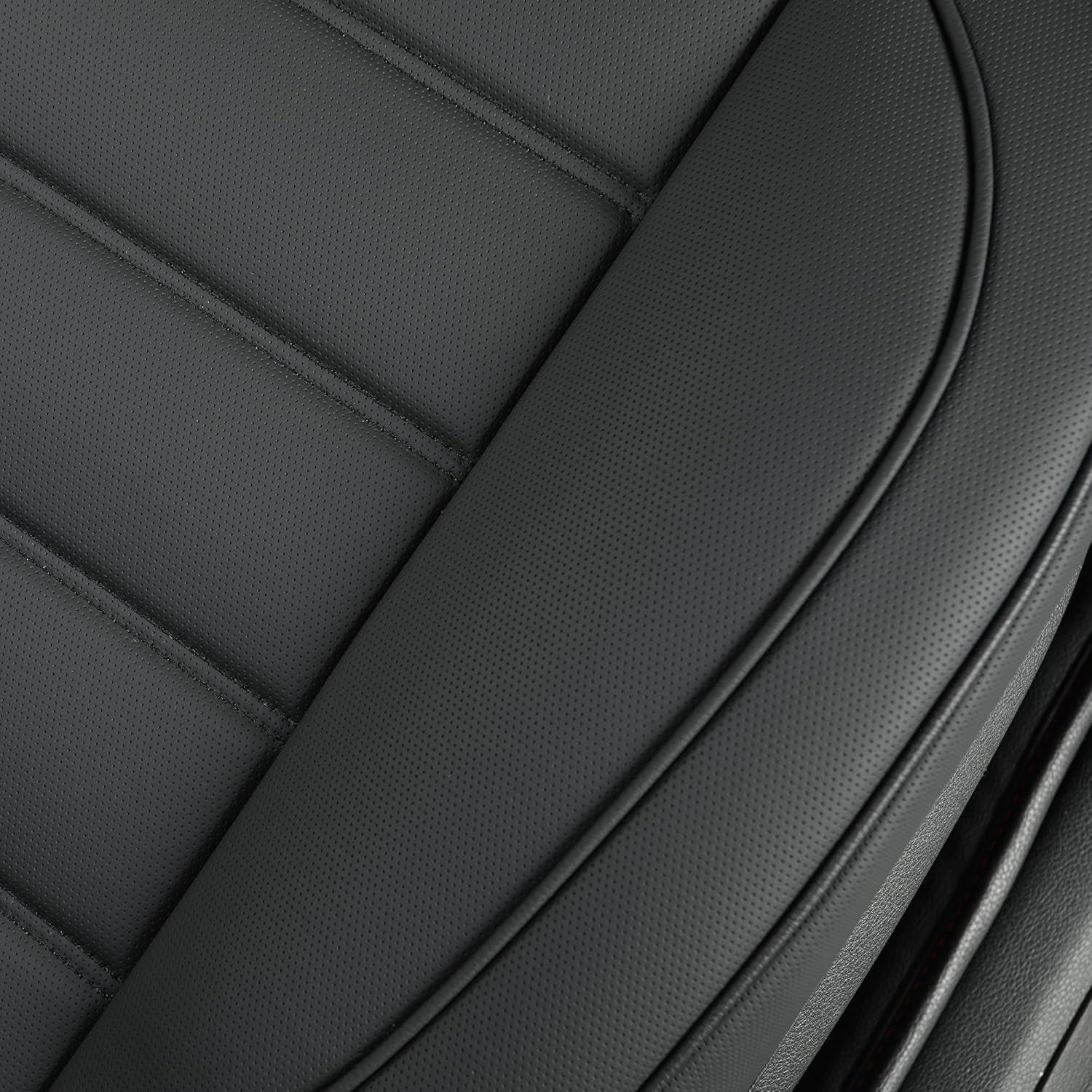 Fundas de Asiento de Coche Vankerful 2 PCS Cuero Impermeable Negro