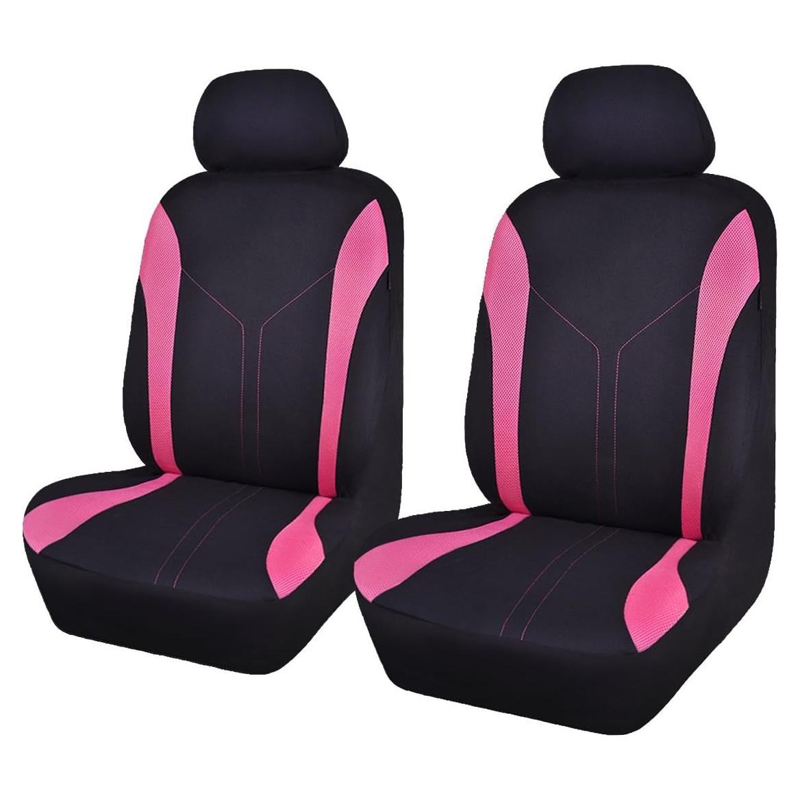 Cubiertas de Asientos de Coche Flying Banner Negro Rosa Juego Delantero