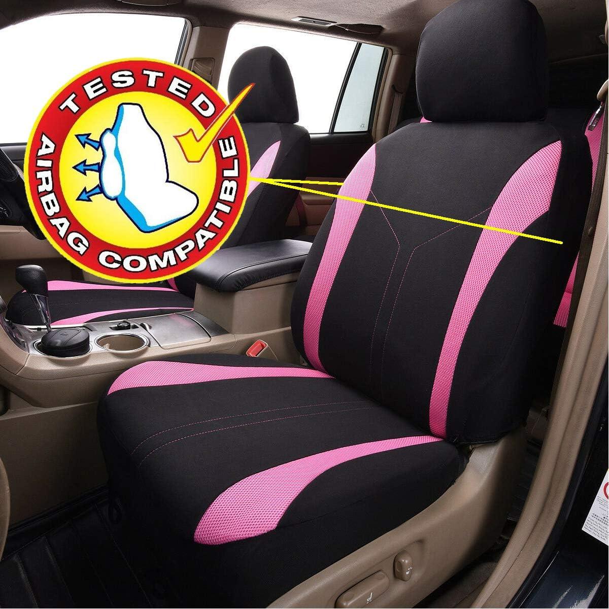 Cubiertas de Asientos de Coche Flying Banner Negro Rosa Juego Delantero