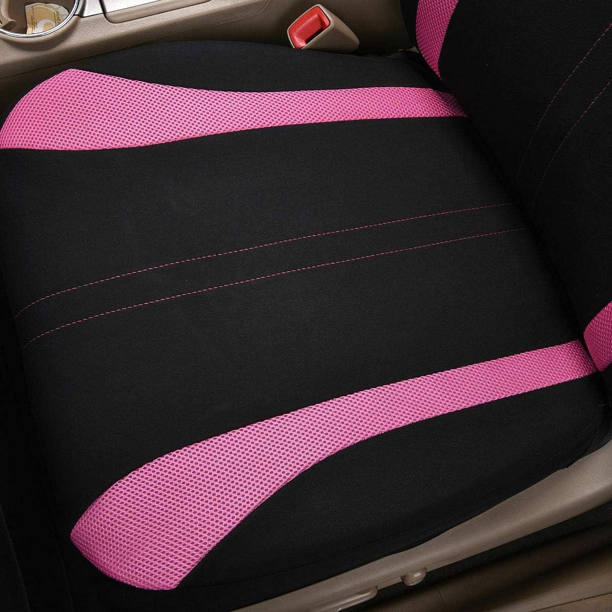 Cubiertas de Asientos de Coche Flying Banner Negro Rosa Juego Delantero