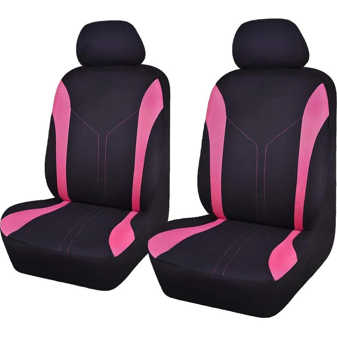 Cubiertas de Asientos de Coche Flying Banner Negro Rosa Juego Delantero