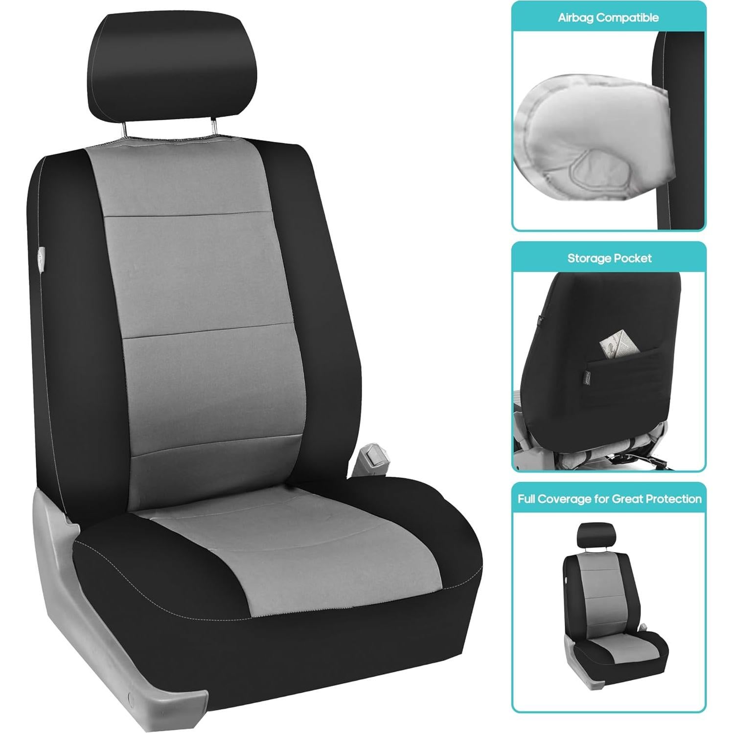 Fundas de Asiento de Coche FH Group Neopreno Ajuste Universal Gris